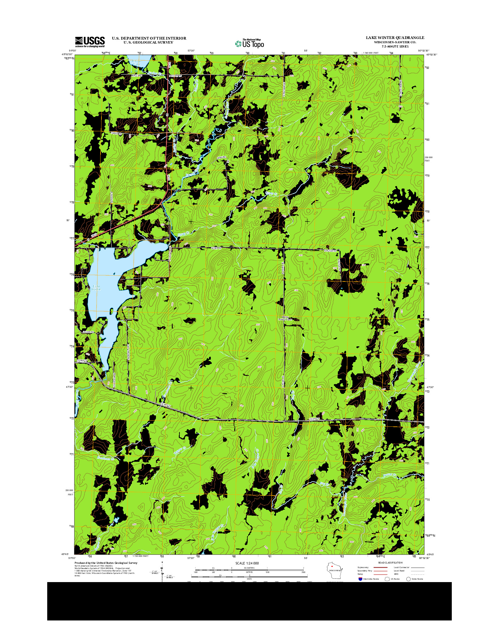USGS US TOPO 7.5-MINUTE MAP FOR LAKE WINTER, WI 2013