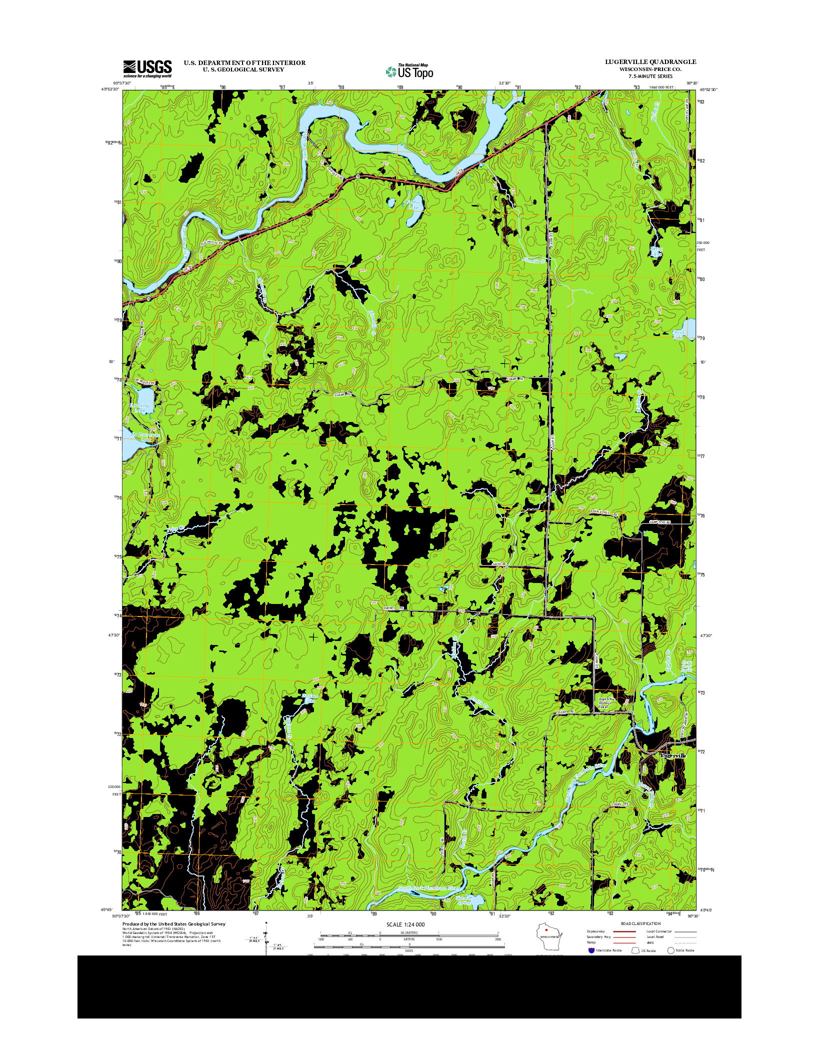 USGS US TOPO 7.5-MINUTE MAP FOR LUGERVILLE, WI 2013