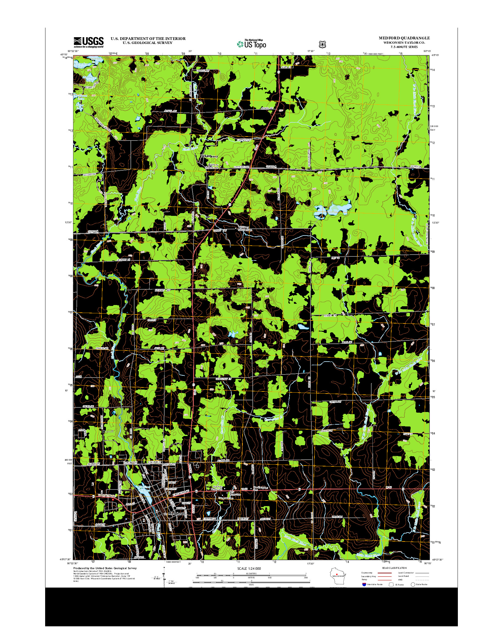 USGS US TOPO 7.5-MINUTE MAP FOR MEDFORD, WI 2013