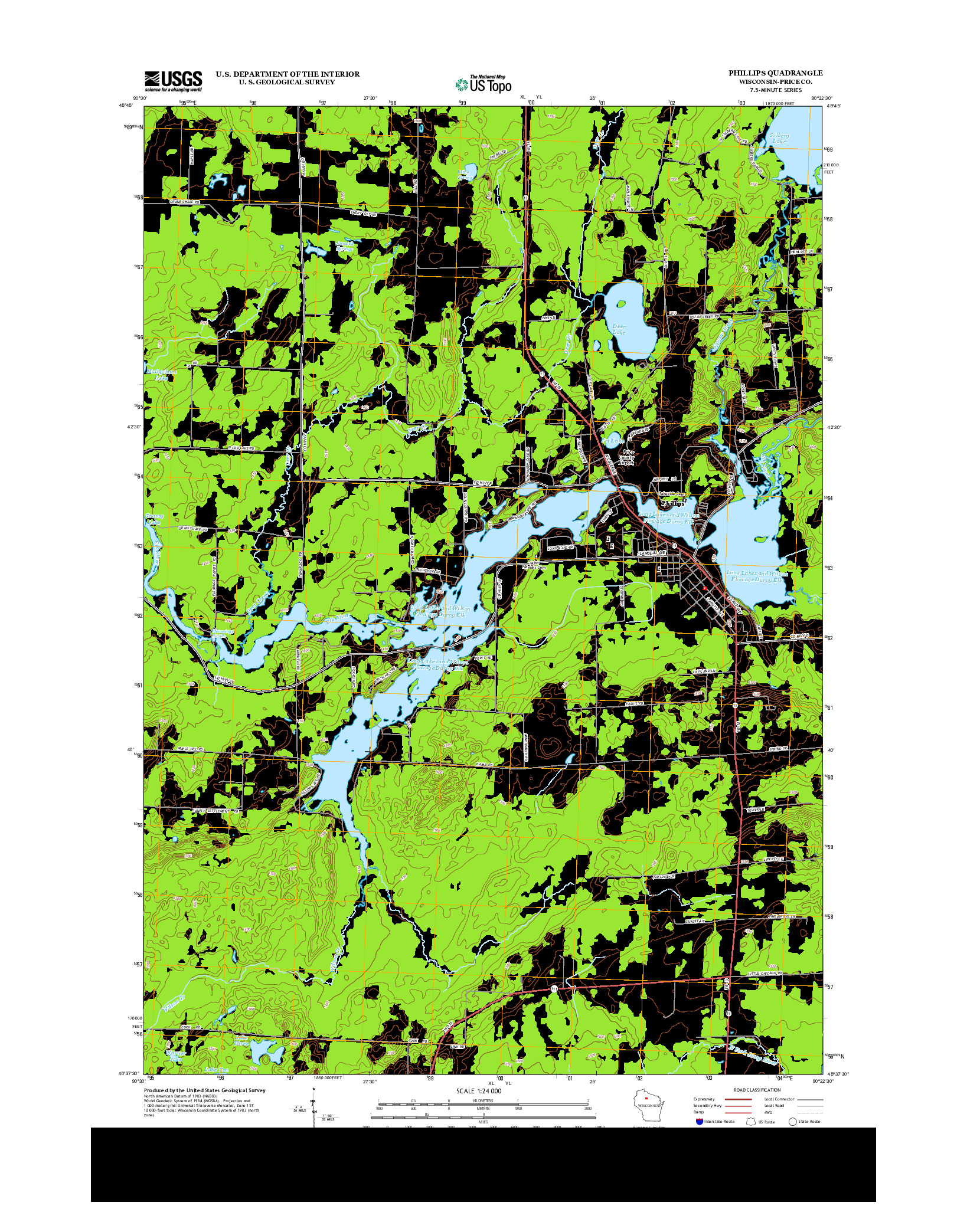USGS US TOPO 7.5-MINUTE MAP FOR PHILLIPS, WI 2013