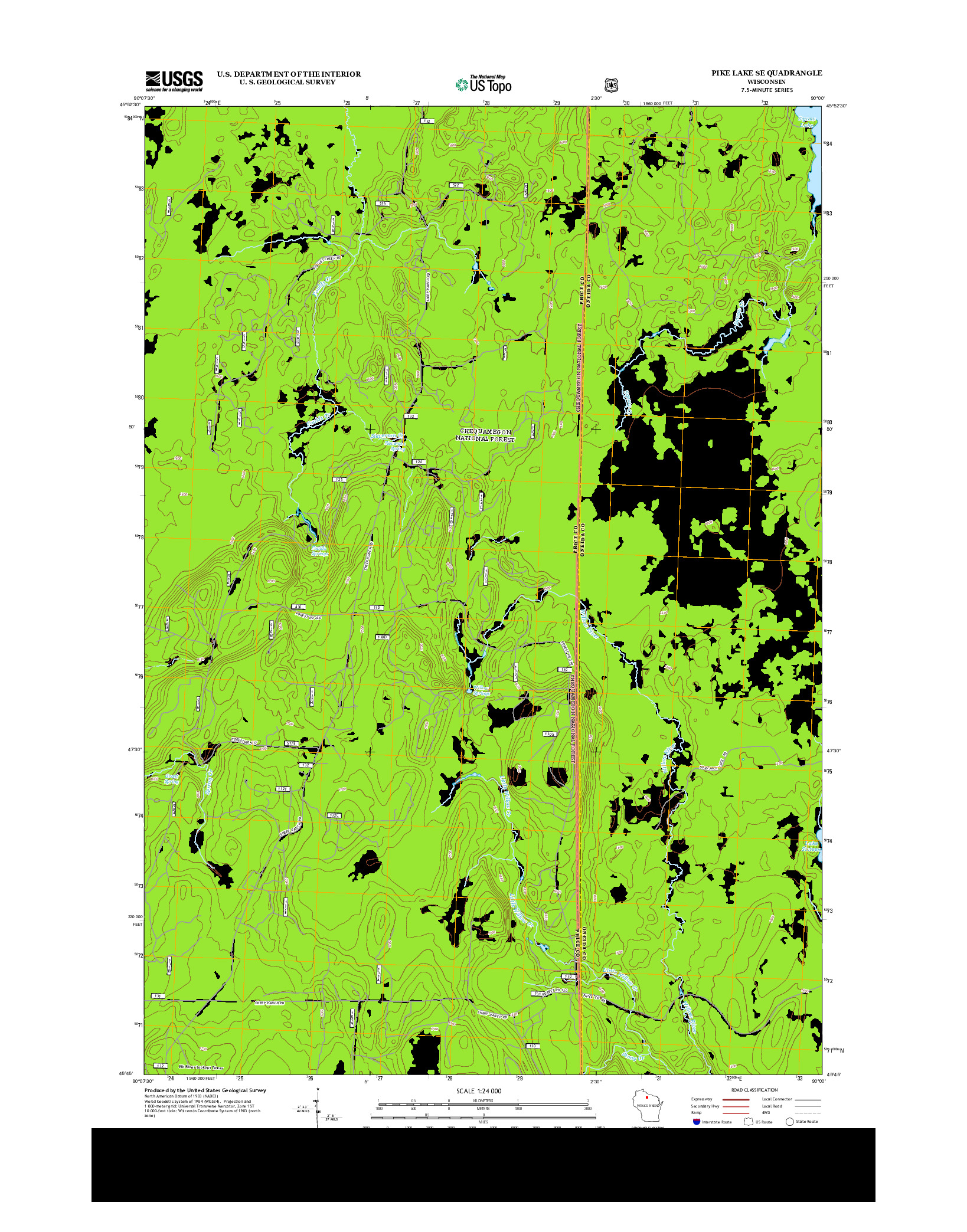 USGS US TOPO 7.5-MINUTE MAP FOR PIKE LAKE SE, WI 2013