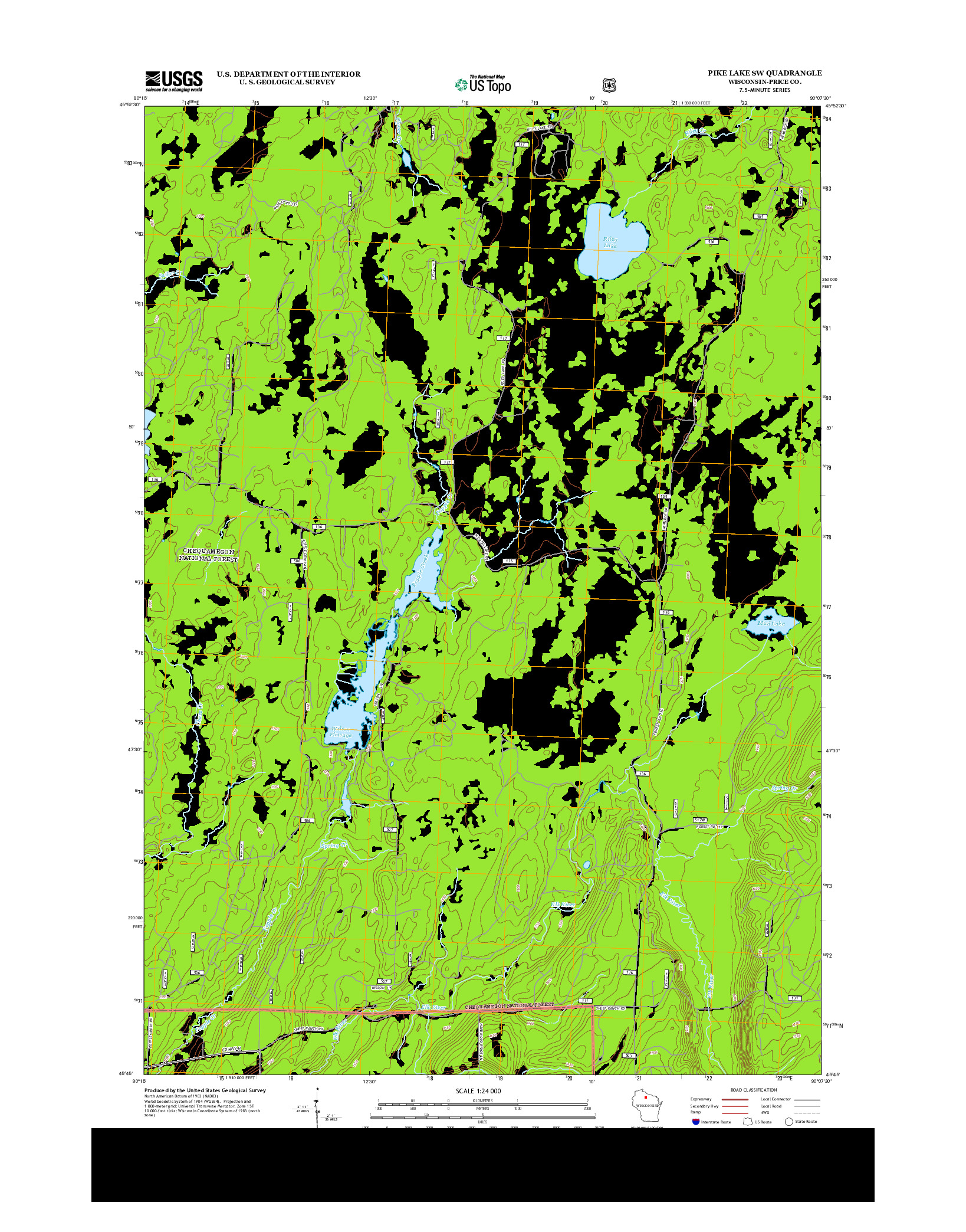 USGS US TOPO 7.5-MINUTE MAP FOR PIKE LAKE SW, WI 2013