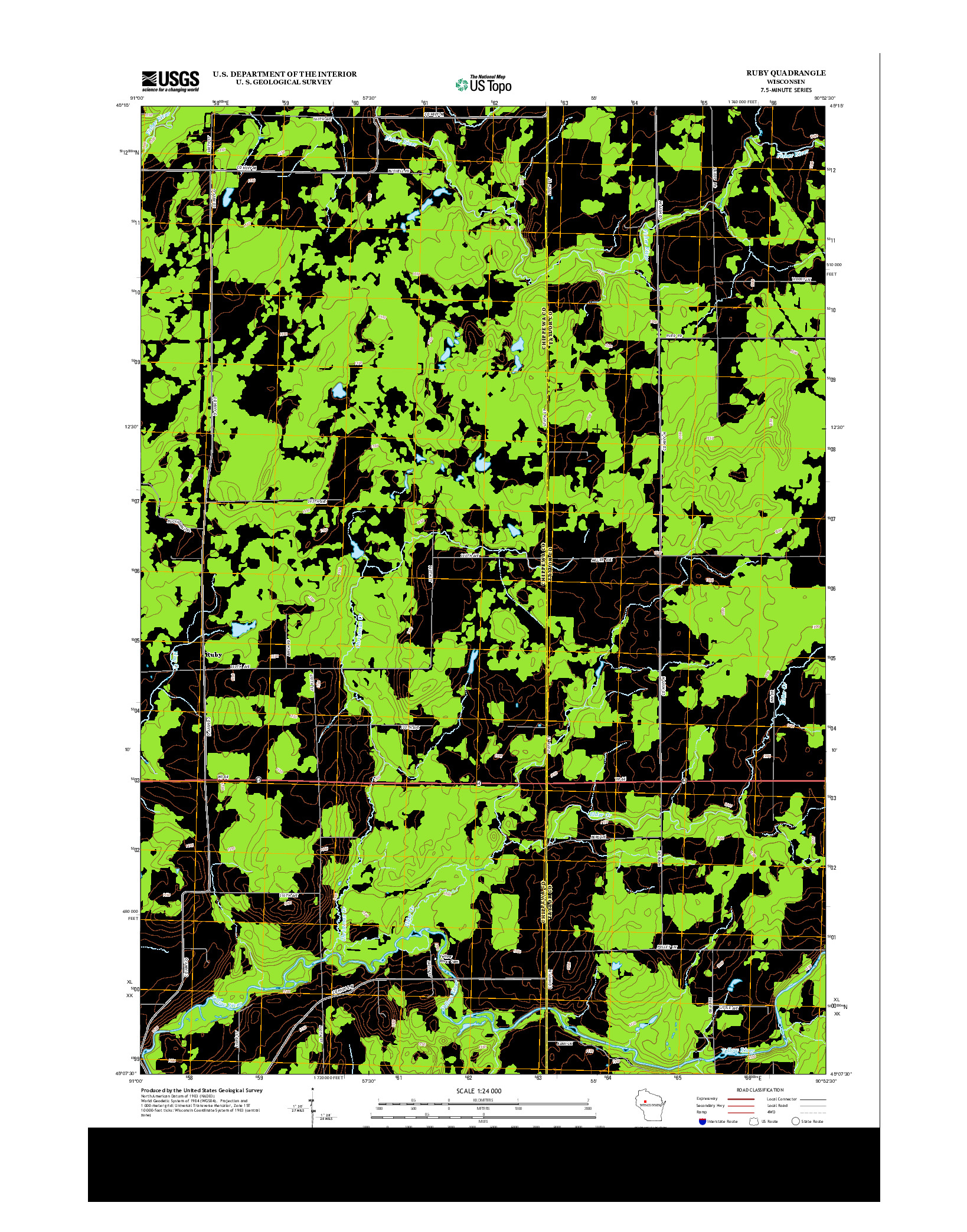 USGS US TOPO 7.5-MINUTE MAP FOR RUBY, WI 2013