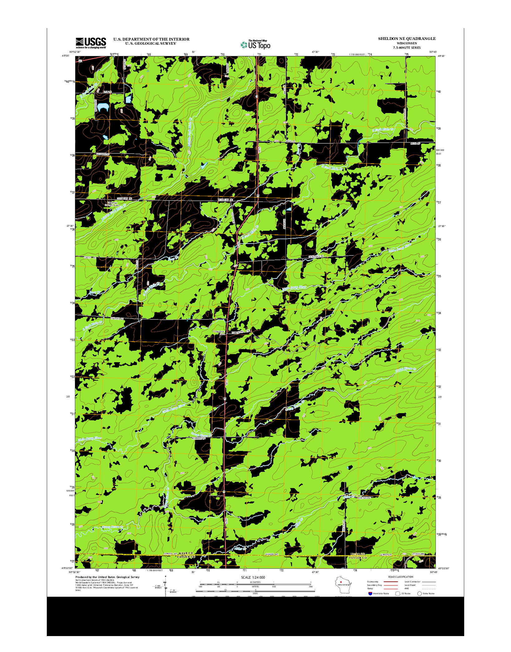 USGS US TOPO 7.5-MINUTE MAP FOR SHELDON NE, WI 2013