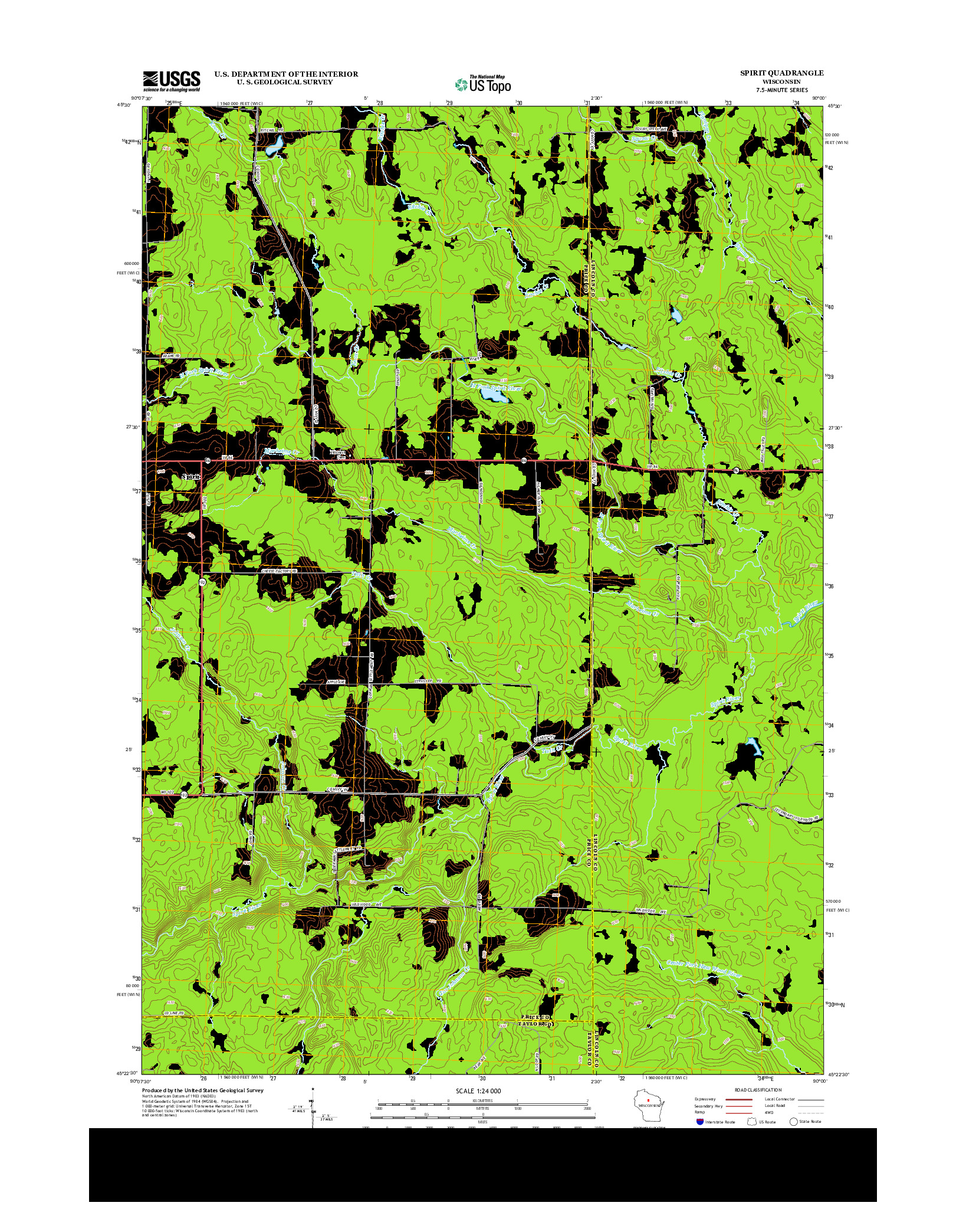 USGS US TOPO 7.5-MINUTE MAP FOR SPIRIT, WI 2013