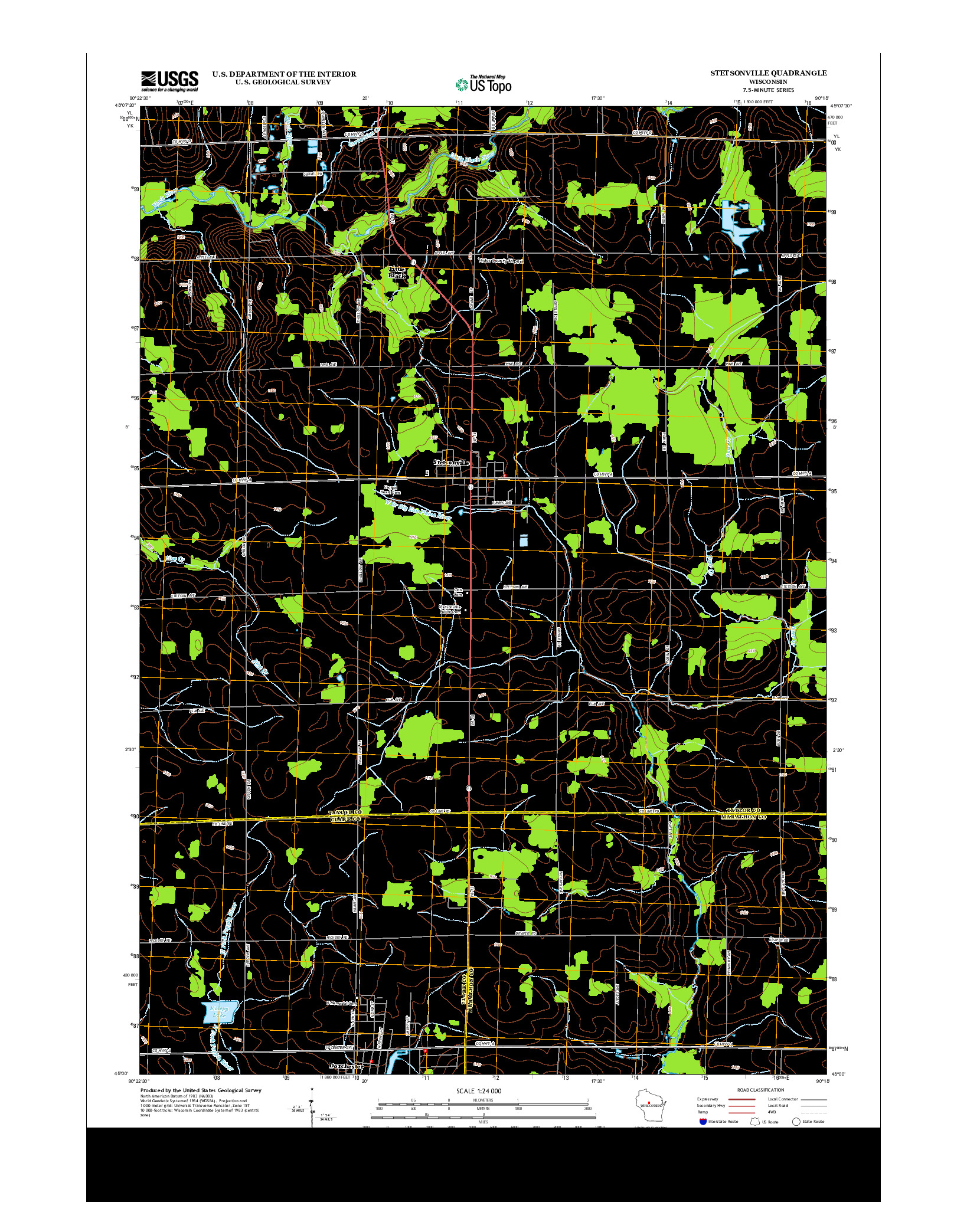 USGS US TOPO 7.5-MINUTE MAP FOR STETSONVILLE, WI 2013