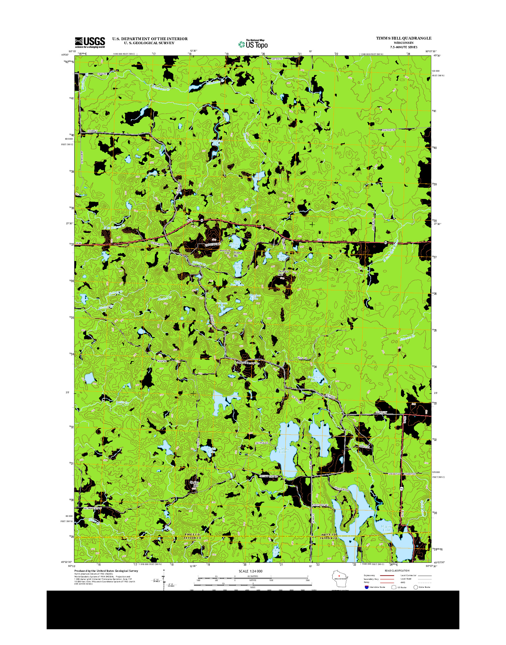 USGS US TOPO 7.5-MINUTE MAP FOR TIMMS HILL, WI 2013