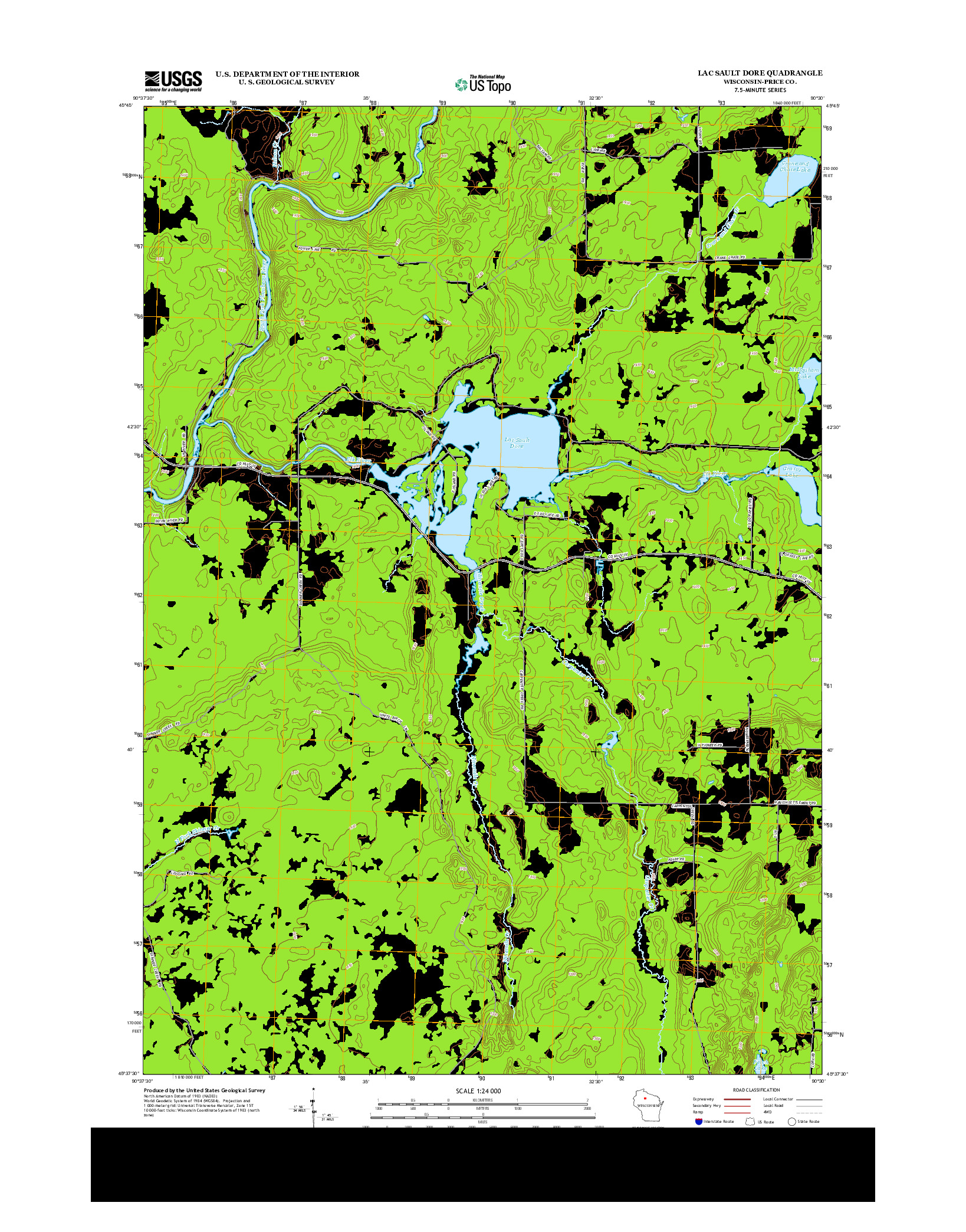 USGS US TOPO 7.5-MINUTE MAP FOR LAC SAULT DORE, WI 2013