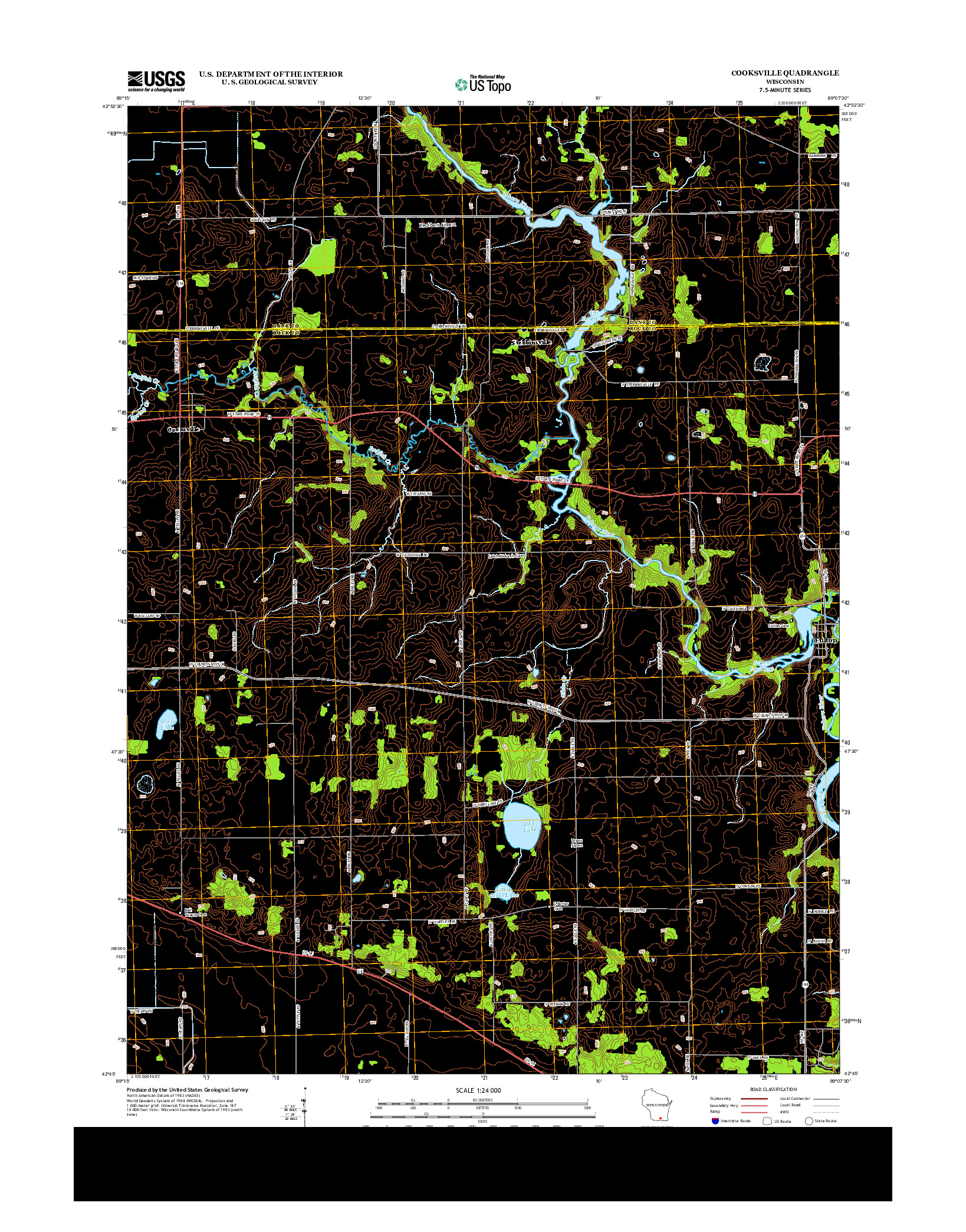 USGS US TOPO 7.5-MINUTE MAP FOR COOKSVILLE, WI 2013