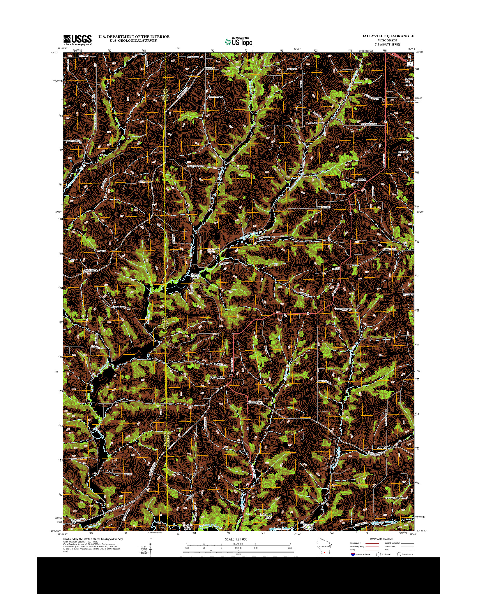 USGS US TOPO 7.5-MINUTE MAP FOR DALEYVILLE, WI 2013