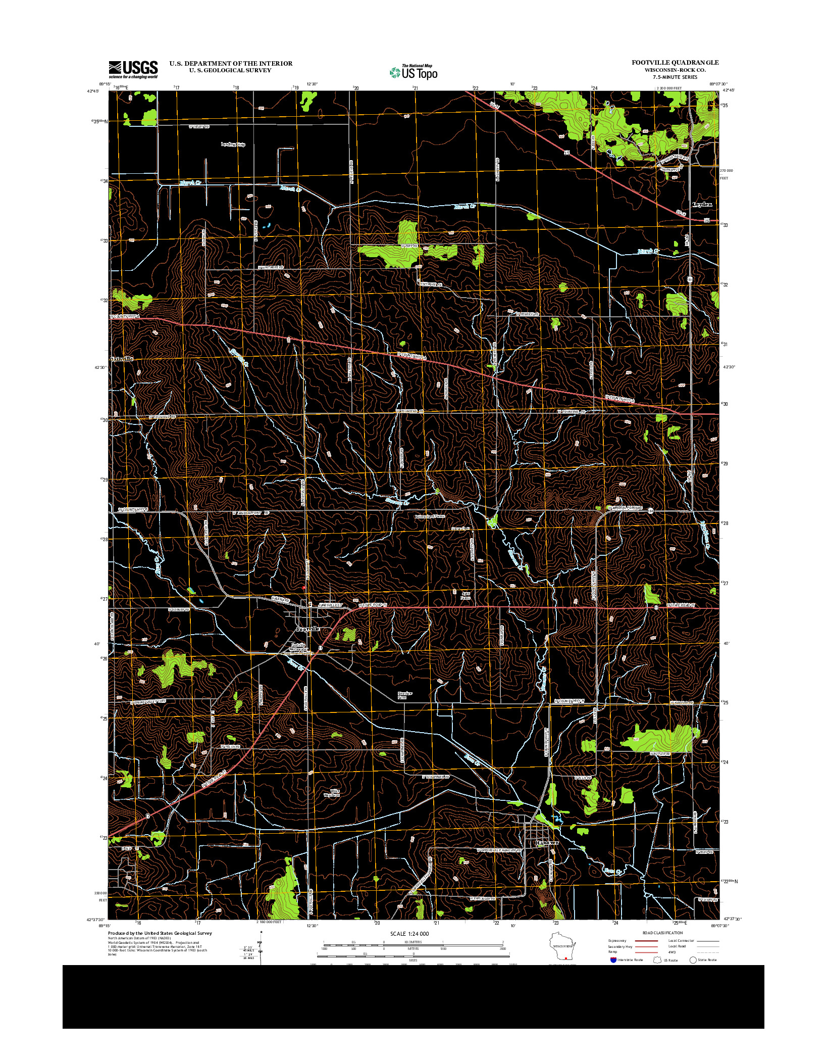 USGS US TOPO 7.5-MINUTE MAP FOR FOOTVILLE, WI 2013