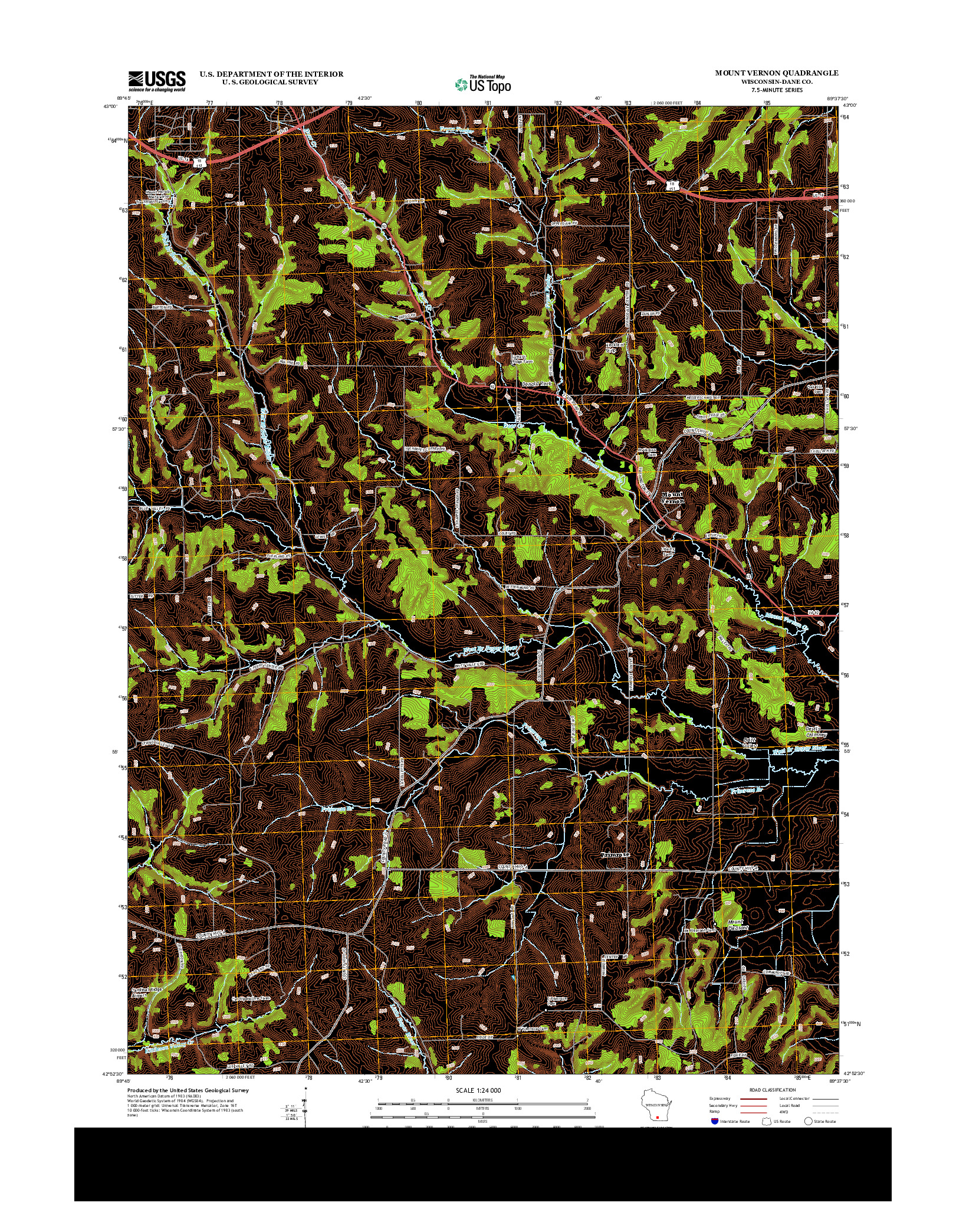USGS US TOPO 7.5-MINUTE MAP FOR MOUNT VERNON, WI 2013