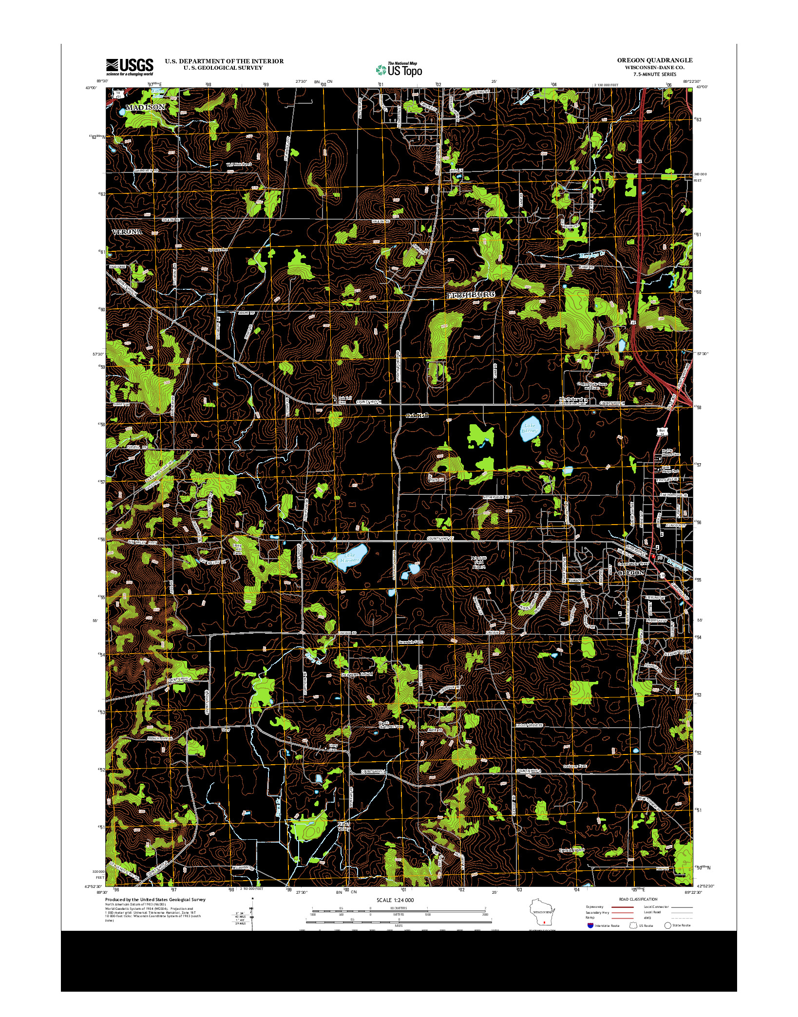 USGS US TOPO 7.5-MINUTE MAP FOR OREGON, WI 2013