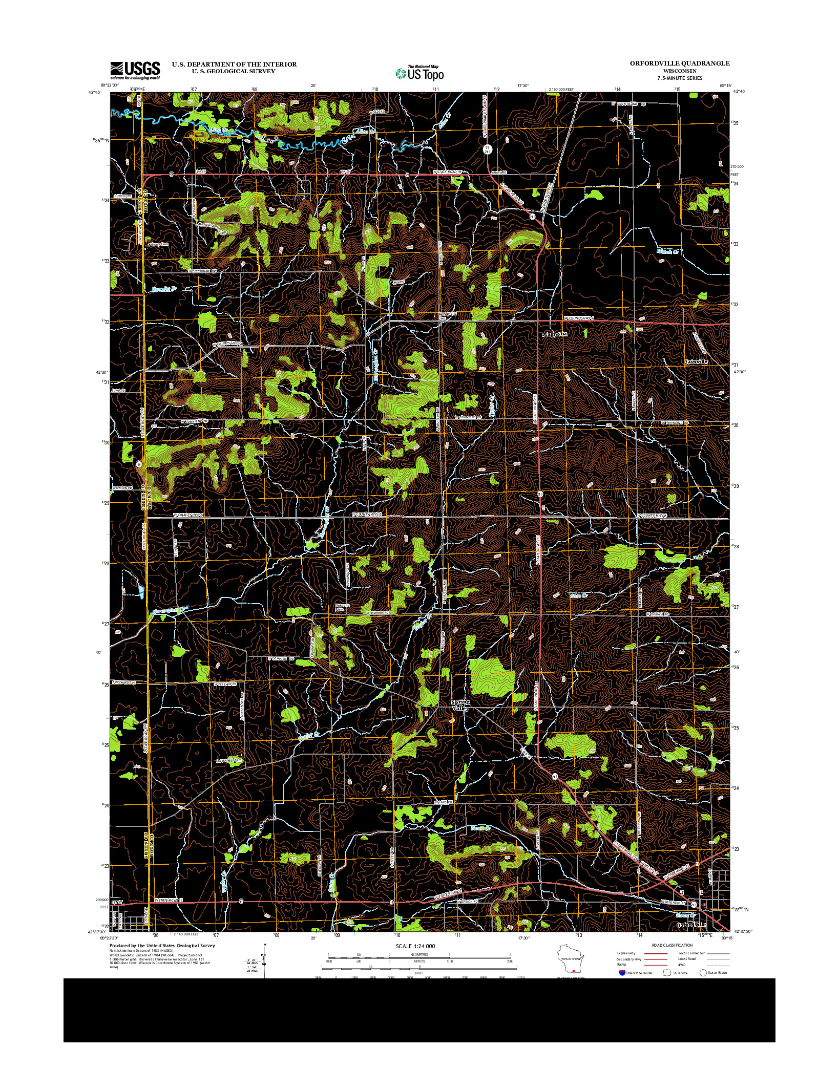 USGS US TOPO 7.5-MINUTE MAP FOR ORFORDVILLE, WI 2013