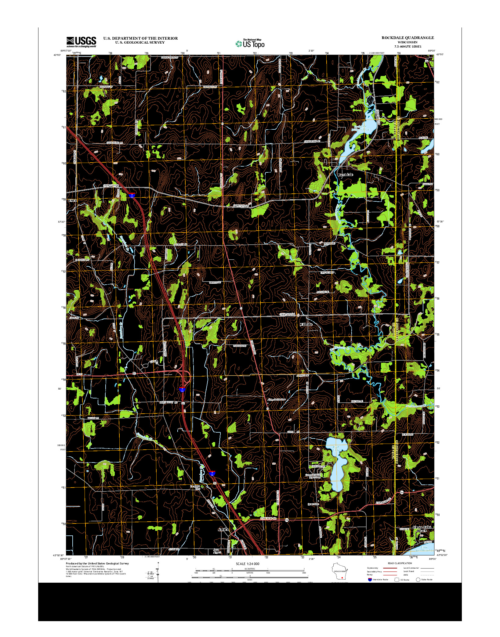 USGS US TOPO 7.5-MINUTE MAP FOR ROCKDALE, WI 2013