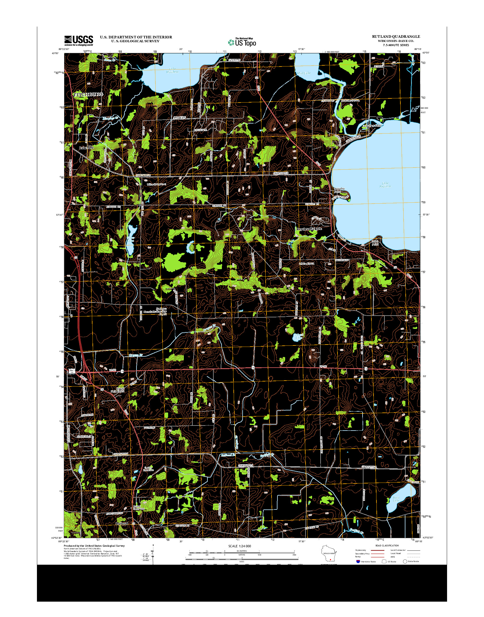 USGS US TOPO 7.5-MINUTE MAP FOR RUTLAND, WI 2013