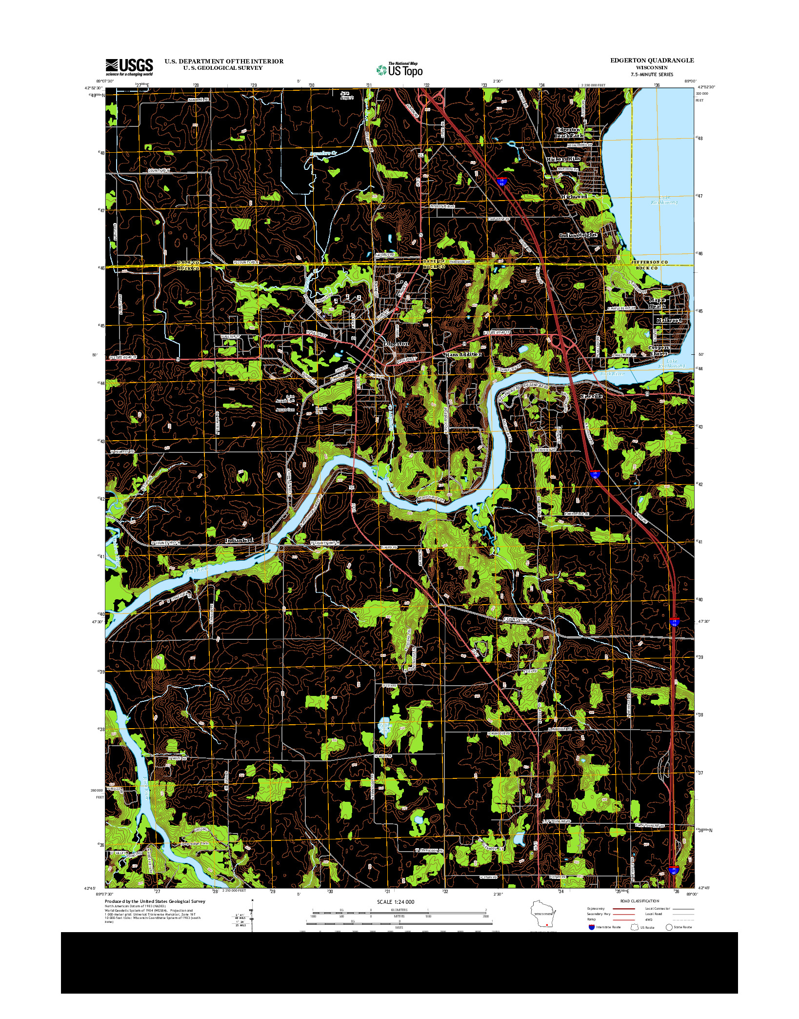 USGS US TOPO 7.5-MINUTE MAP FOR EDGERTON, WI 2013