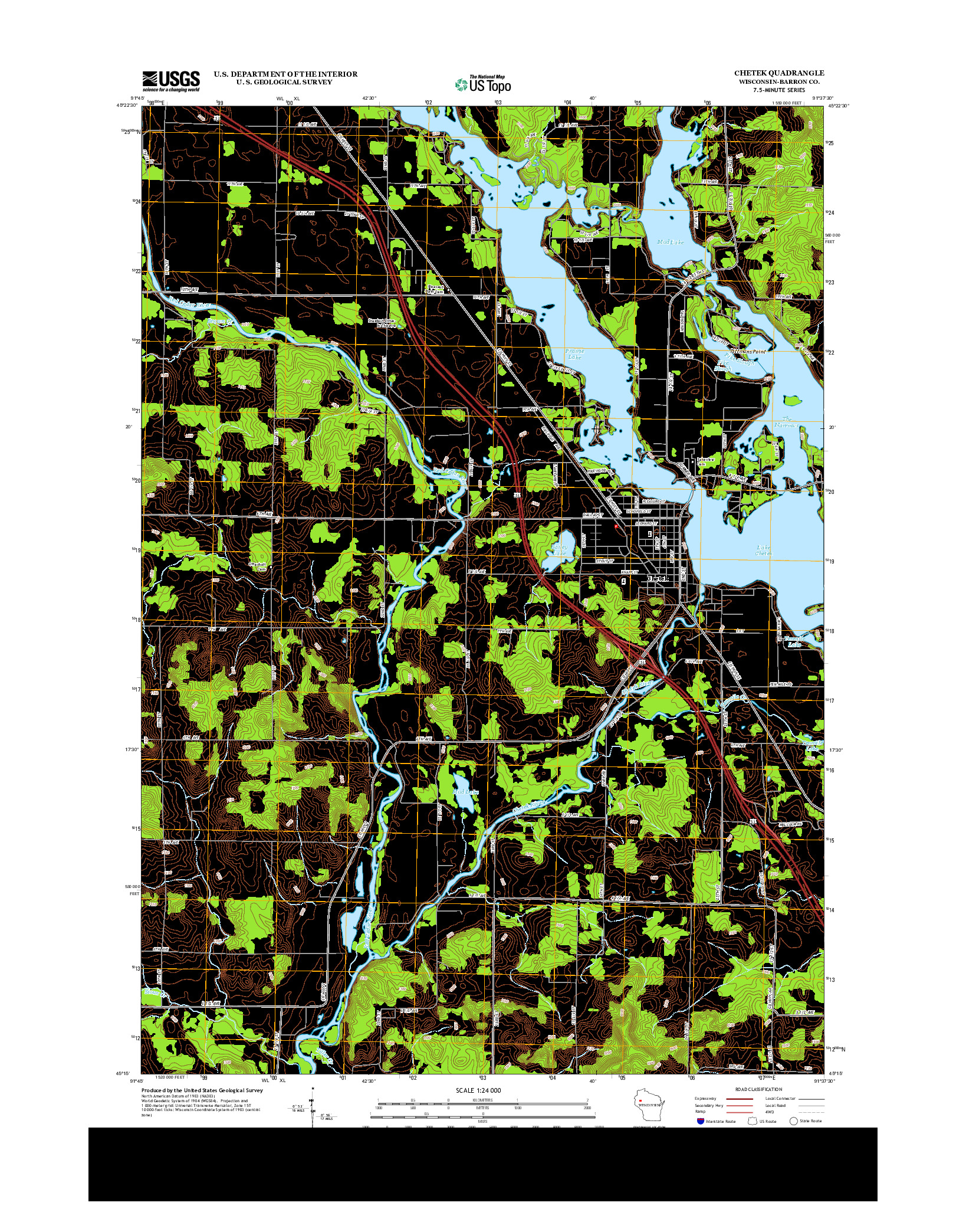 USGS US TOPO 7.5-MINUTE MAP FOR CHETEK, WI 2013