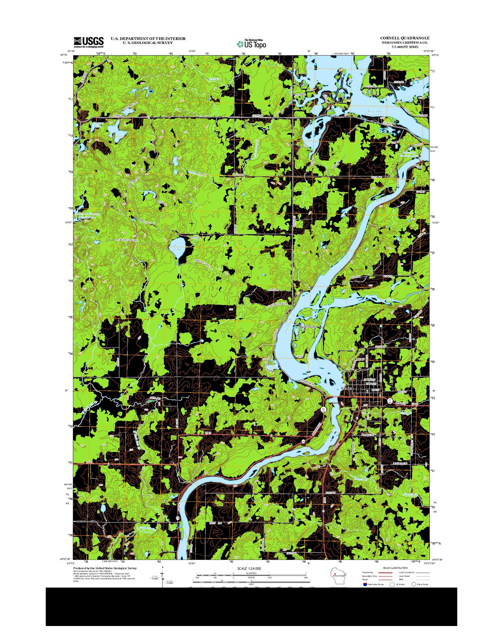 USGS US TOPO 7.5-MINUTE MAP FOR CORNELL, WI 2013