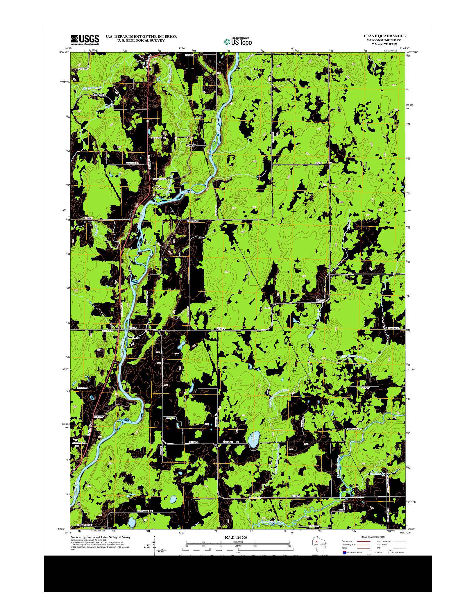 USGS US TOPO 7.5-MINUTE MAP FOR CRANE, WI 2013