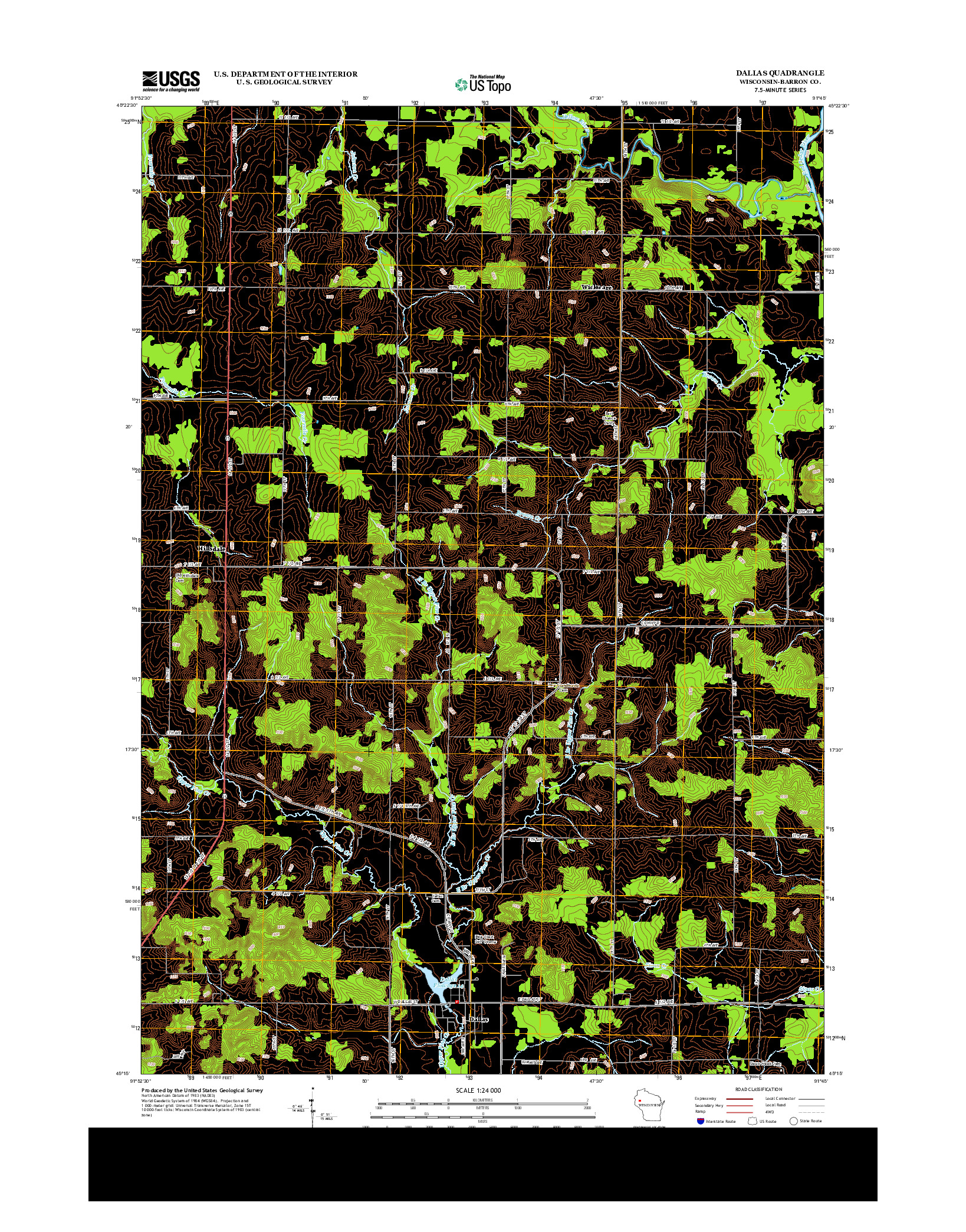 USGS US TOPO 7.5-MINUTE MAP FOR DALLAS, WI 2013