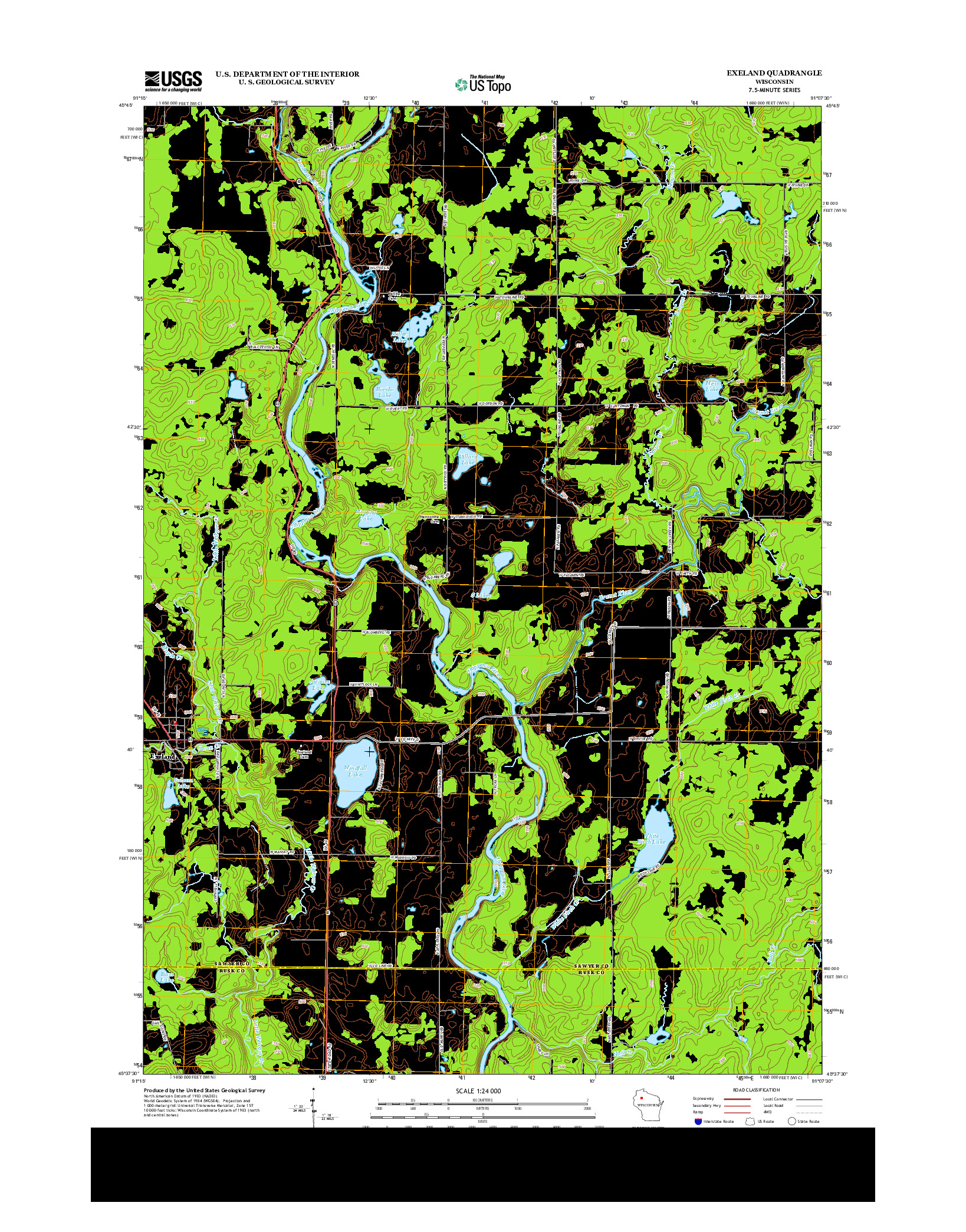 USGS US TOPO 7.5-MINUTE MAP FOR EXELAND, WI 2013