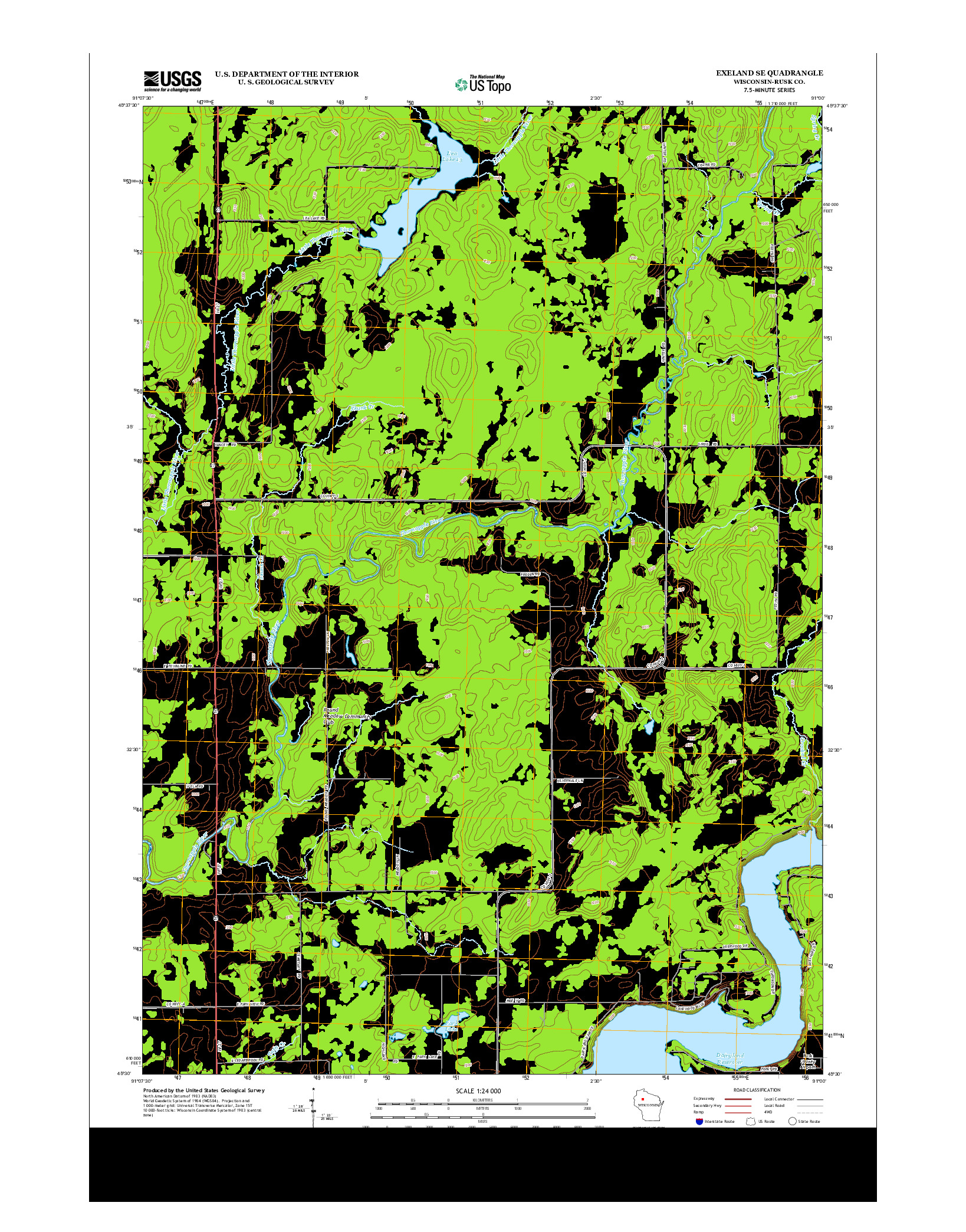USGS US TOPO 7.5-MINUTE MAP FOR EXELAND SE, WI 2013