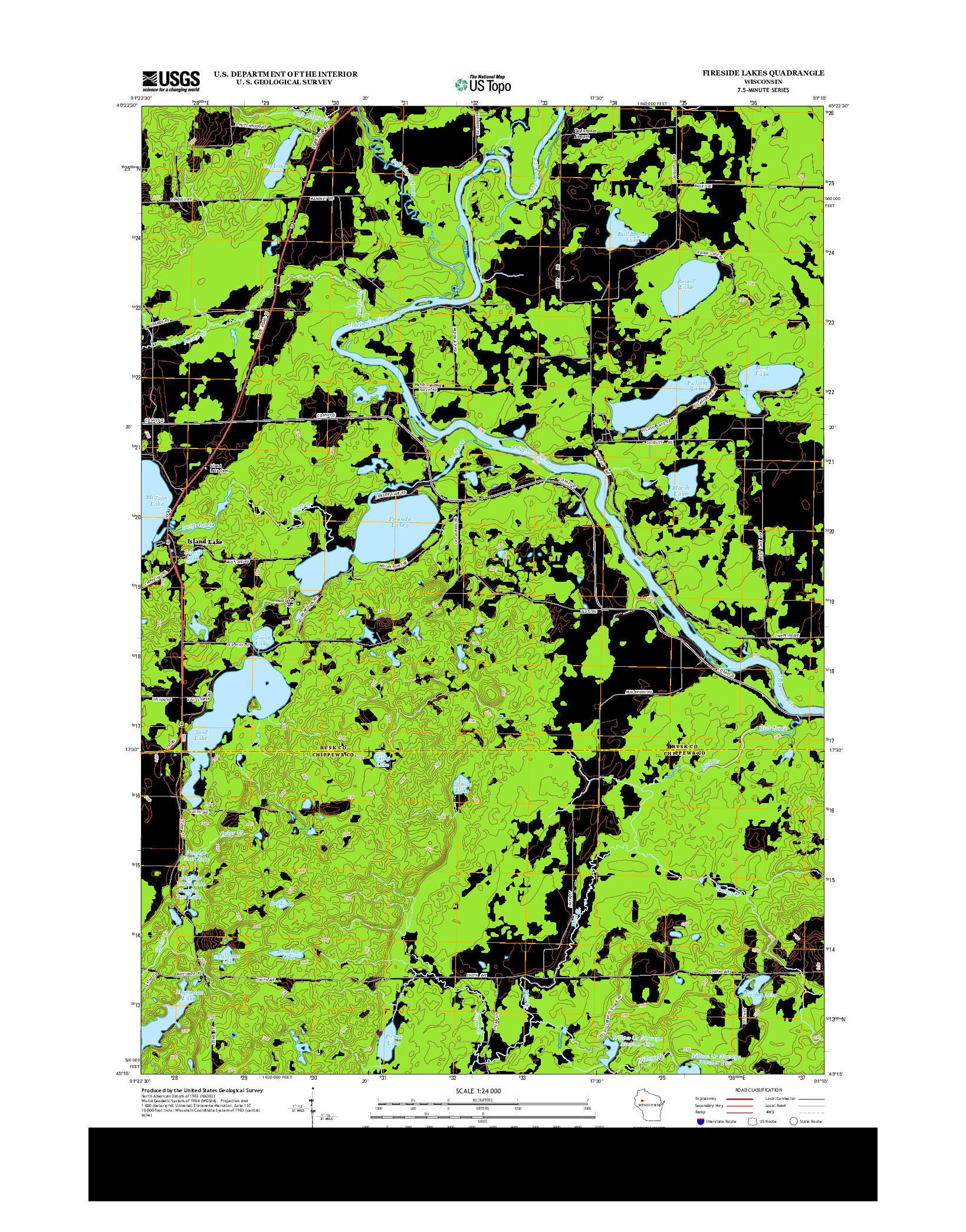 USGS US TOPO 7.5-MINUTE MAP FOR FIRESIDE LAKES, WI 2013