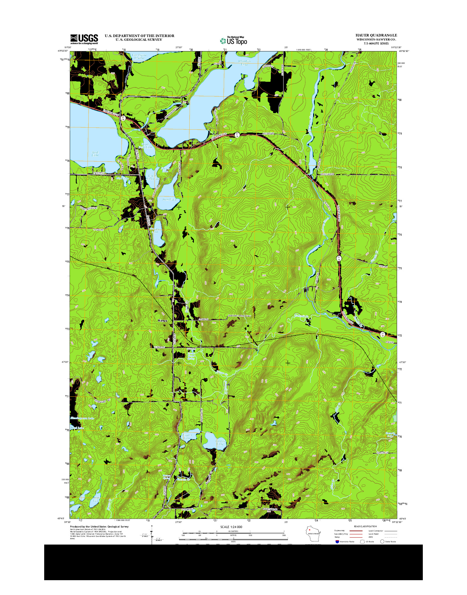 USGS US TOPO 7.5-MINUTE MAP FOR HAUER, WI 2013