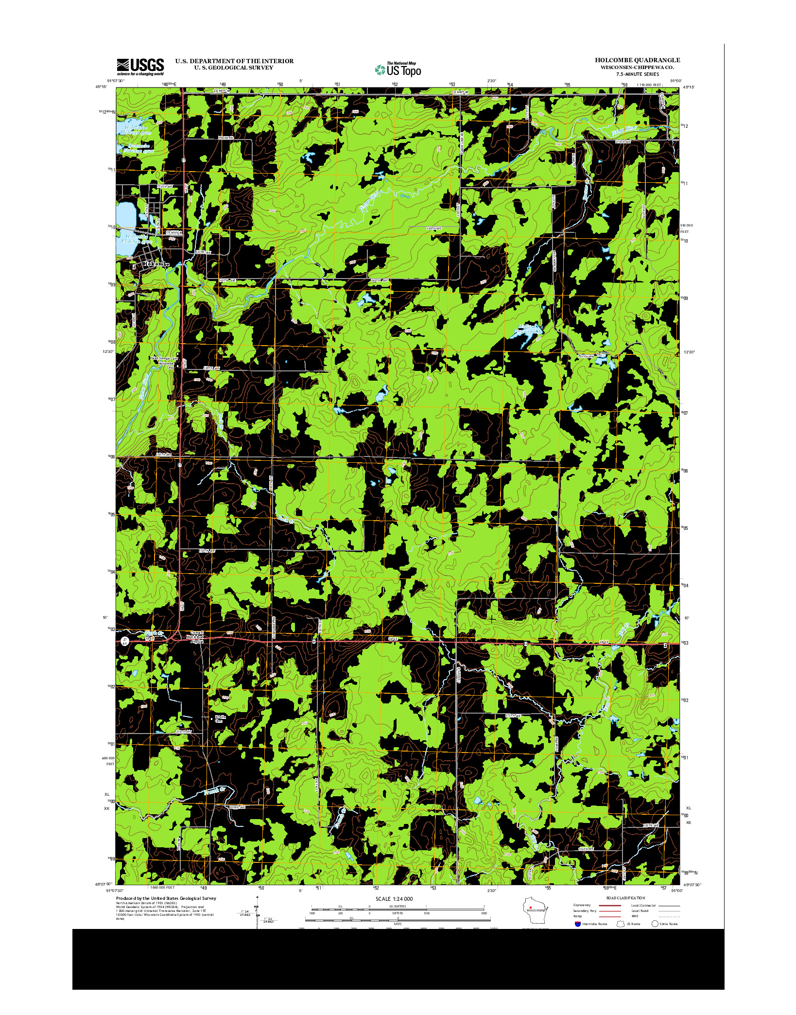 USGS US TOPO 7.5-MINUTE MAP FOR HOLCOMBE, WI 2013