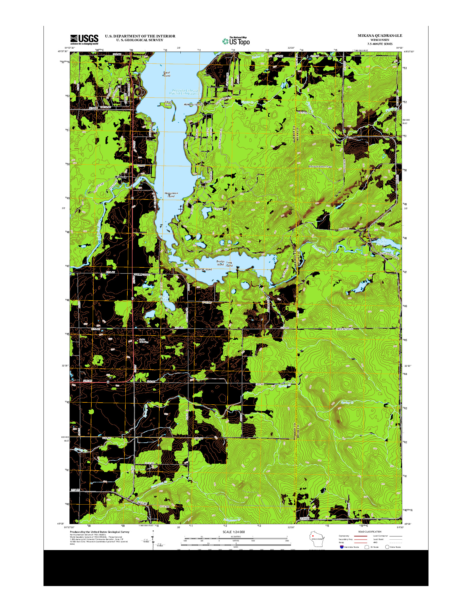 USGS US TOPO 7.5-MINUTE MAP FOR MIKANA, WI 2013
