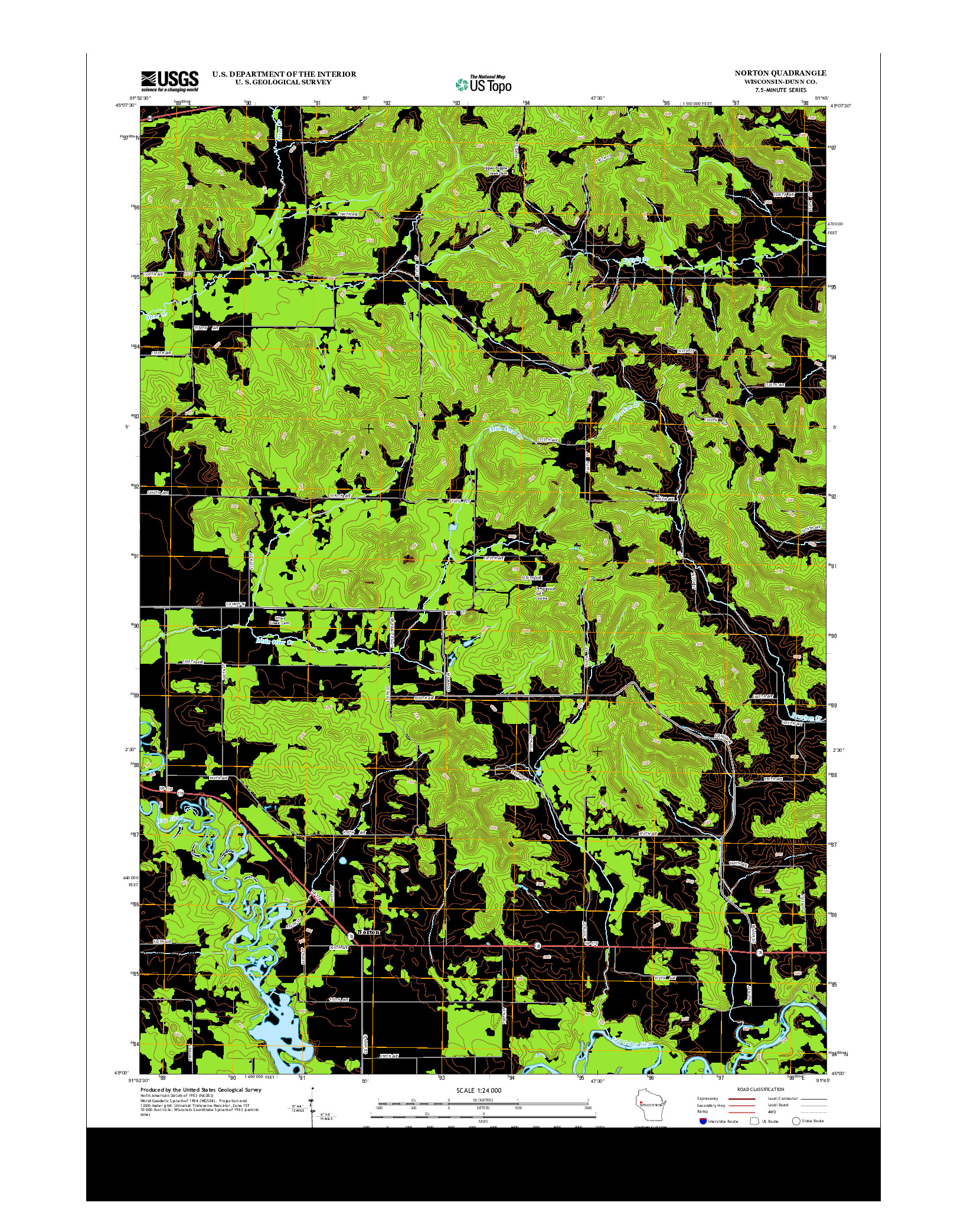 USGS US TOPO 7.5-MINUTE MAP FOR NORTON, WI 2013