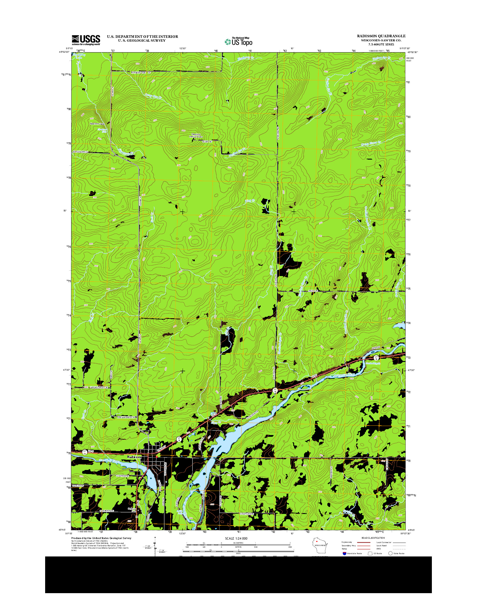 USGS US TOPO 7.5-MINUTE MAP FOR RADISSON, WI 2013