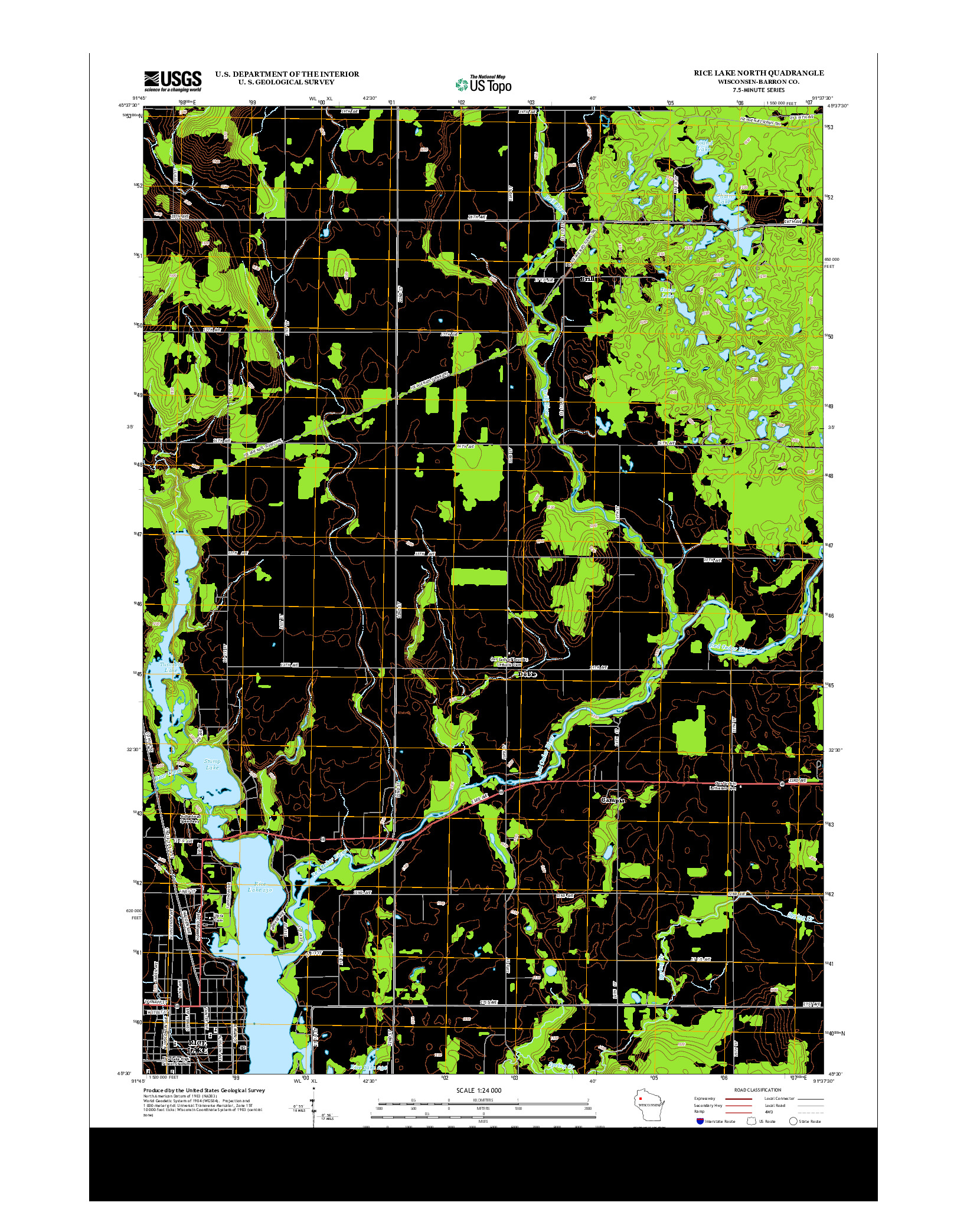 USGS US TOPO 7.5-MINUTE MAP FOR RICE LAKE NORTH, WI 2013