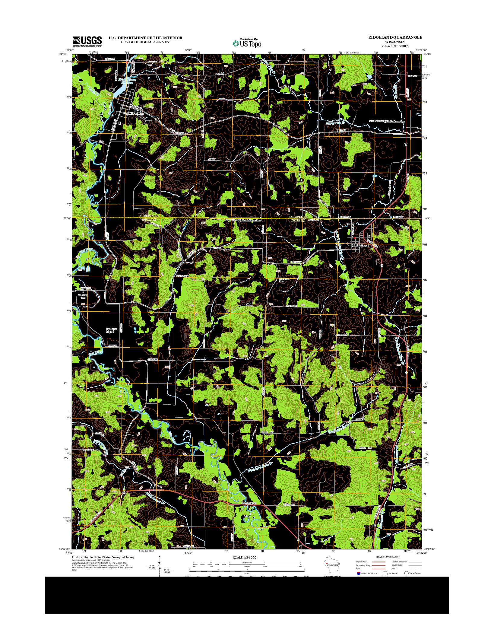 USGS US TOPO 7.5-MINUTE MAP FOR RIDGELAND, WI 2013