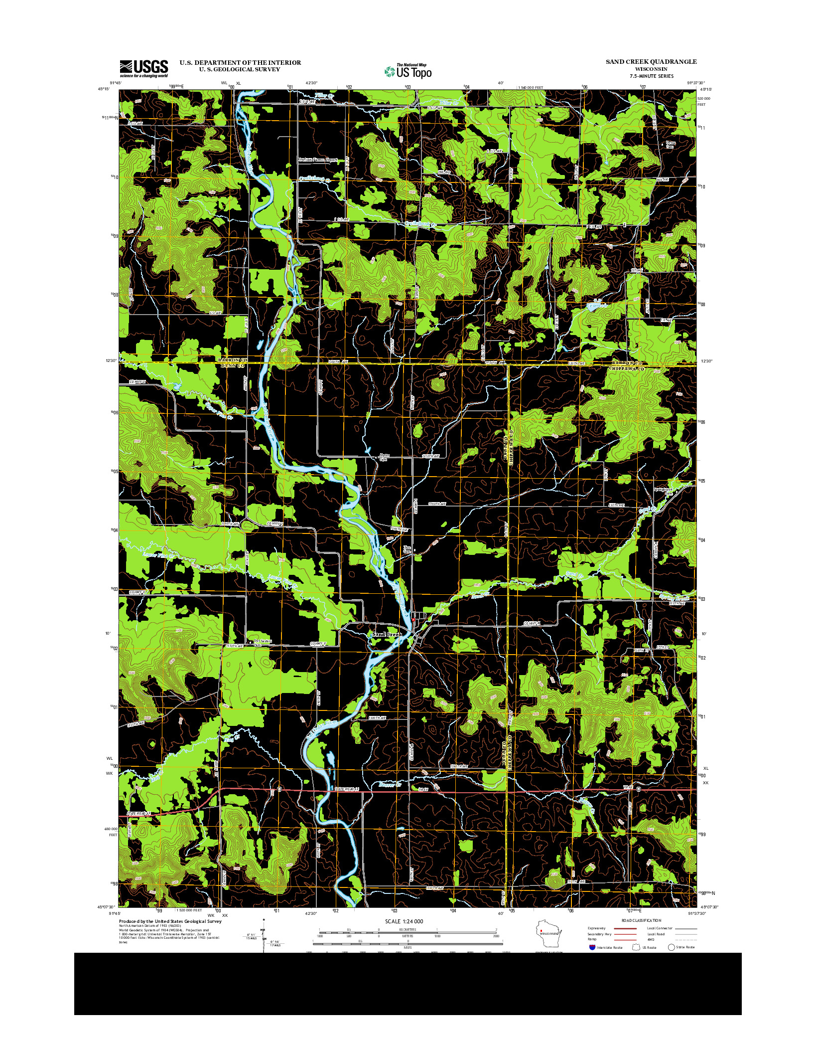 USGS US TOPO 7.5-MINUTE MAP FOR SAND CREEK, WI 2013