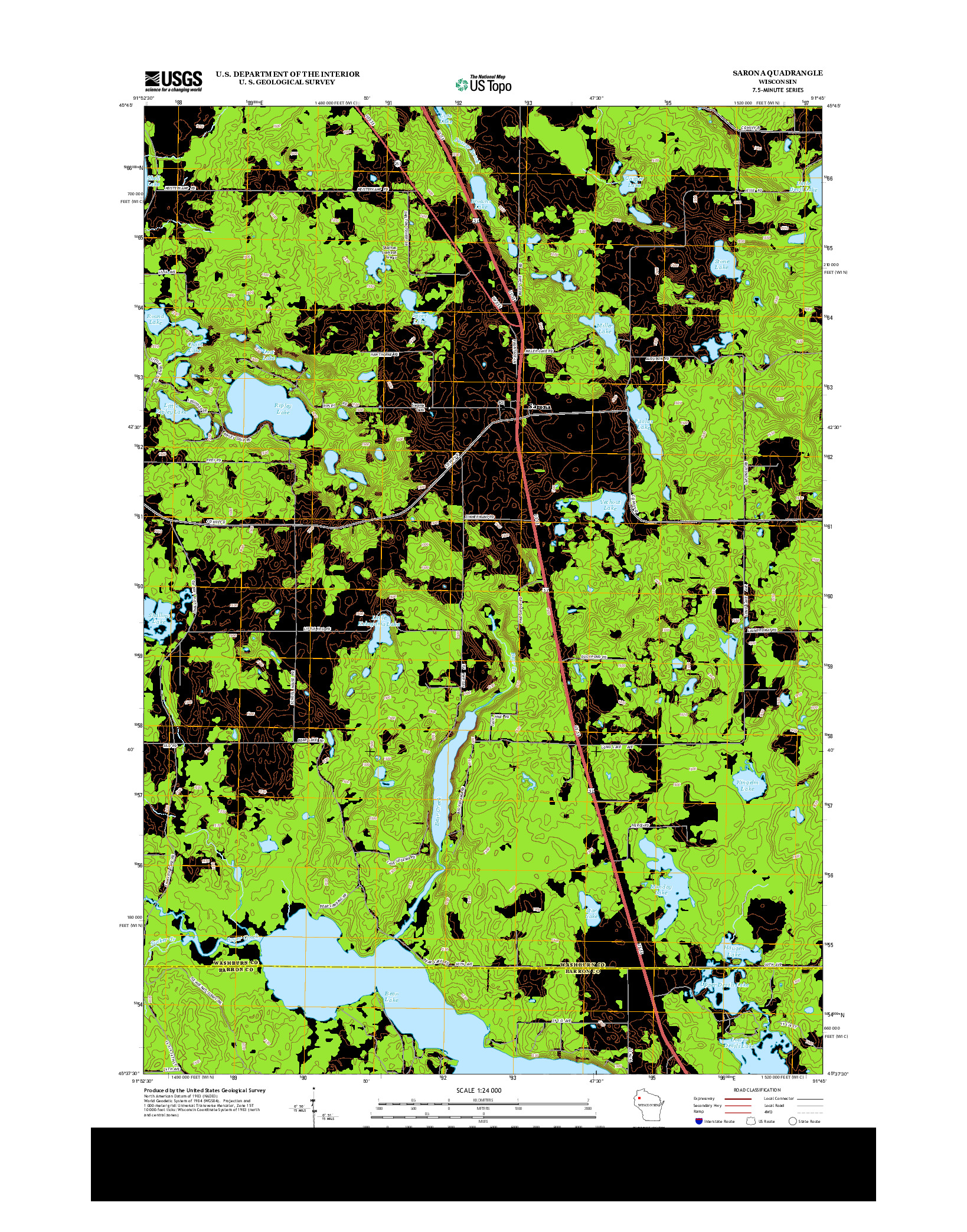 USGS US TOPO 7.5-MINUTE MAP FOR SARONA, WI 2013