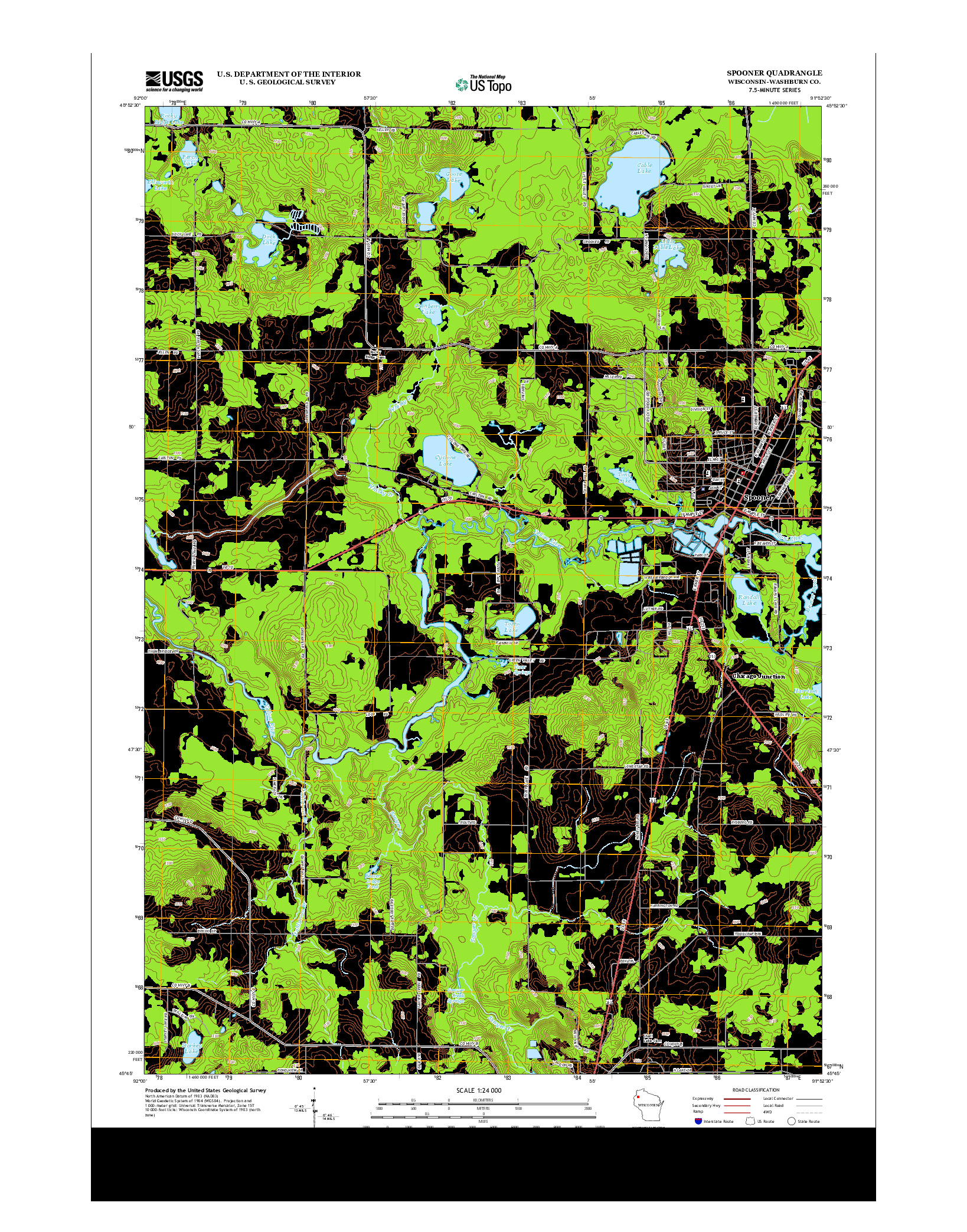 USGS US TOPO 7.5-MINUTE MAP FOR SPOONER, WI 2013