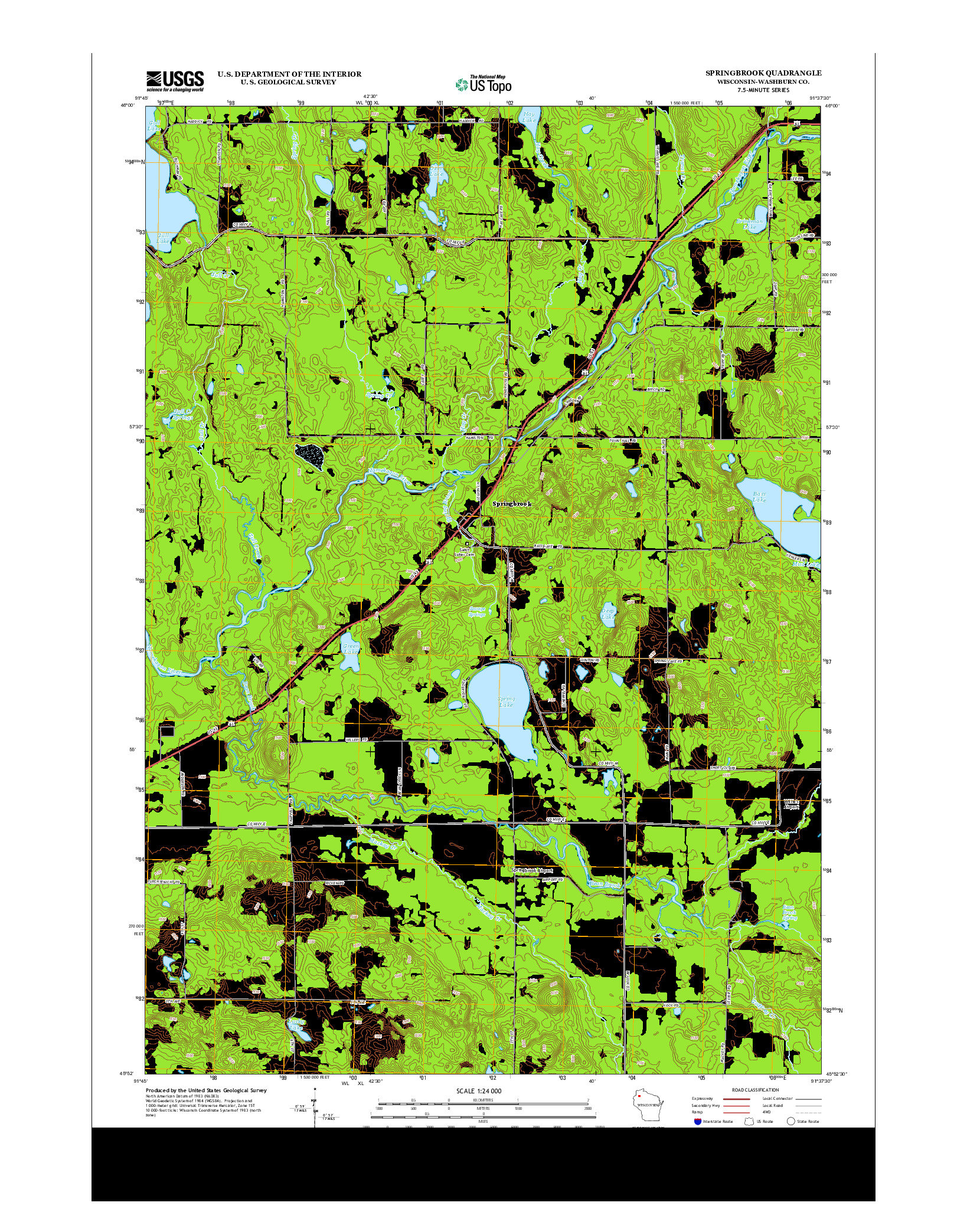 USGS US TOPO 7.5-MINUTE MAP FOR SPRINGBROOK, WI 2013