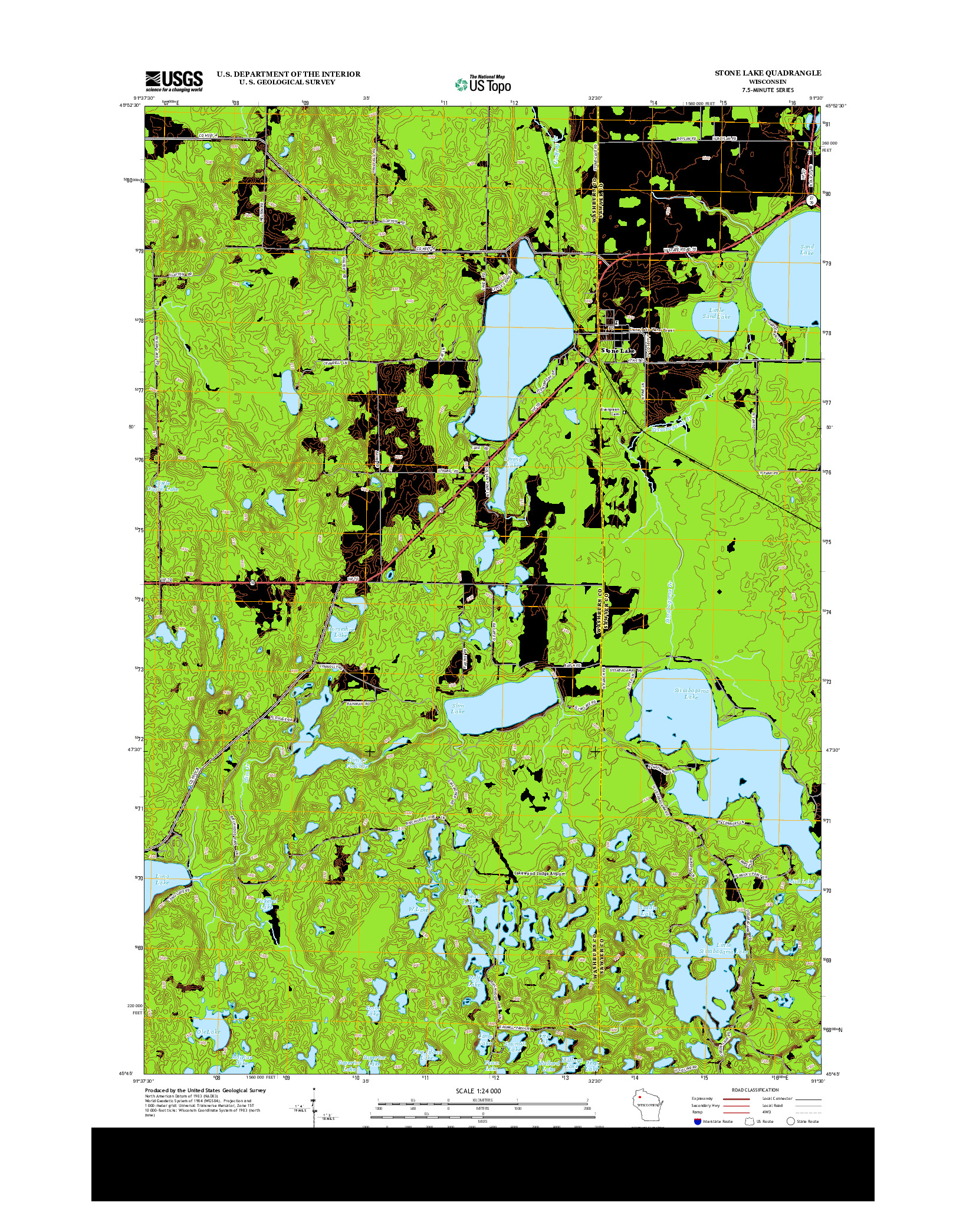 USGS US TOPO 7.5-MINUTE MAP FOR STONE LAKE, WI 2013