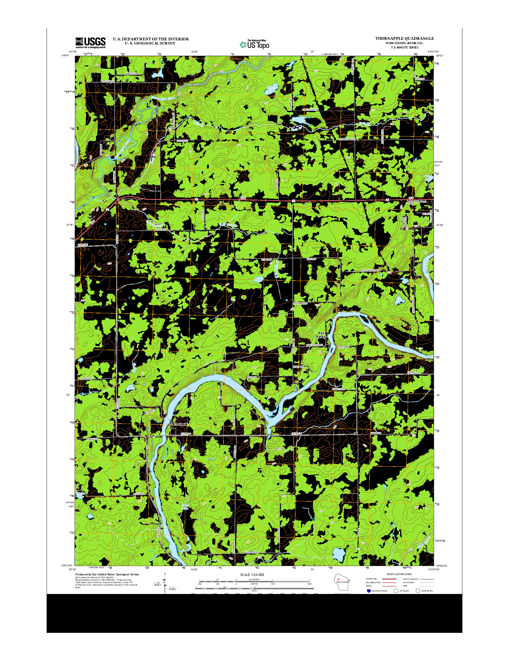 USGS US TOPO 7.5-MINUTE MAP FOR THORNAPPLE, WI 2013