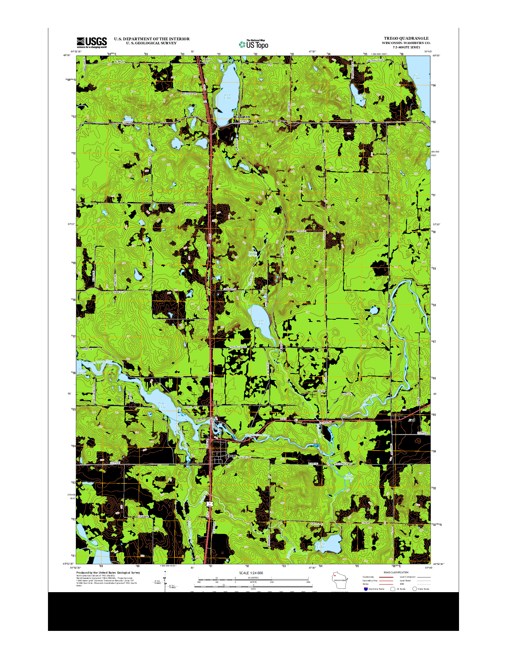 USGS US TOPO 7.5-MINUTE MAP FOR TREGO, WI 2013