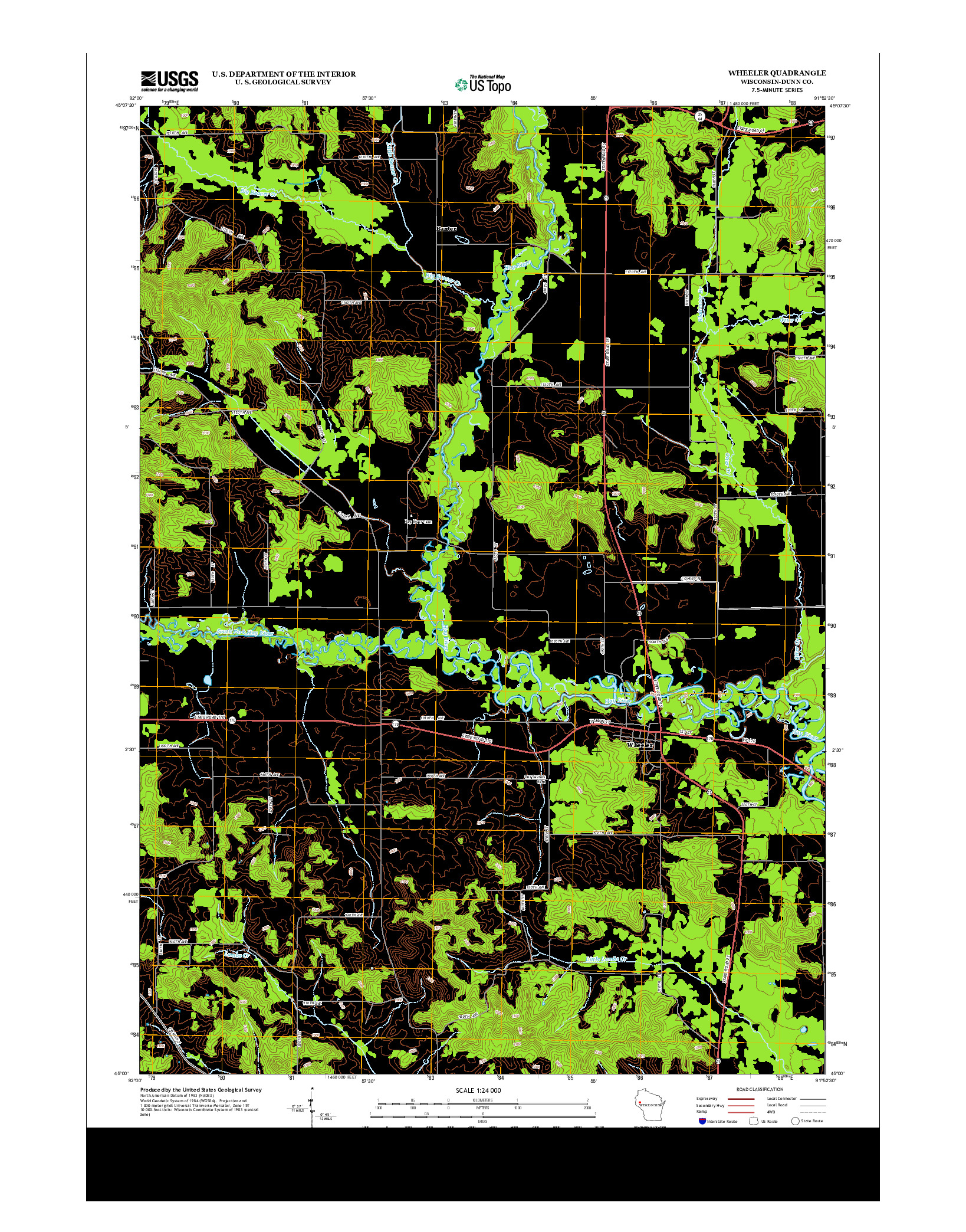USGS US TOPO 7.5-MINUTE MAP FOR WHEELER, WI 2013