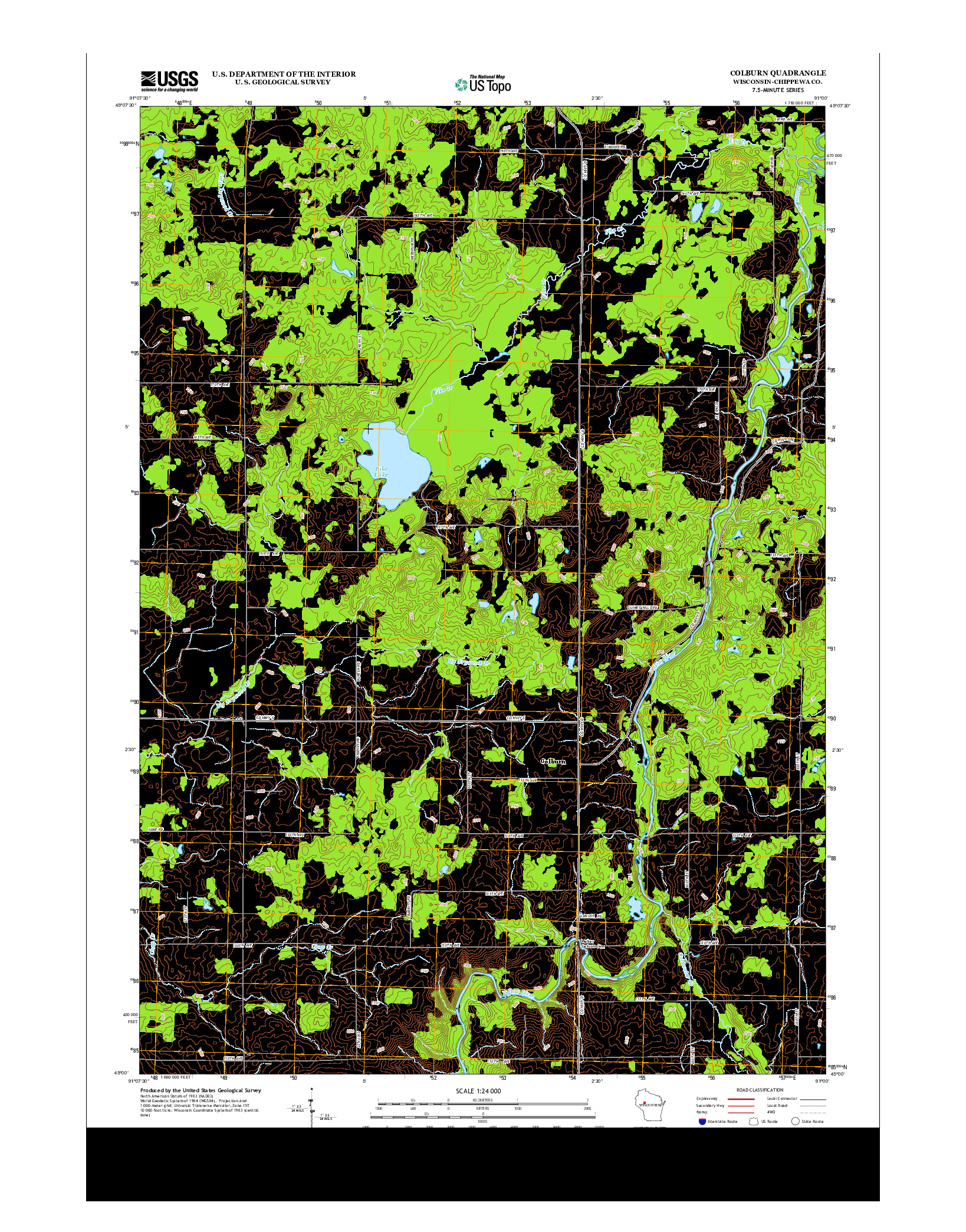 USGS US TOPO 7.5-MINUTE MAP FOR COLBURN, WI 2013