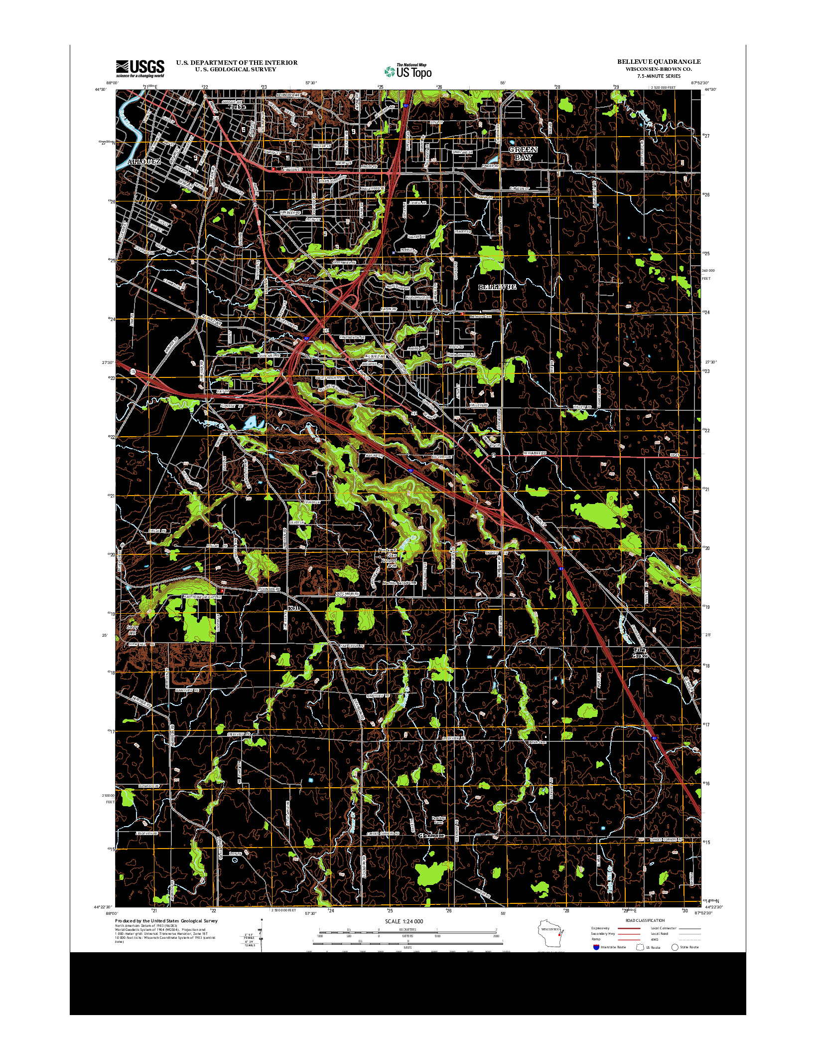 USGS US TOPO 7.5-MINUTE MAP FOR BELLEVUE, WI 2013