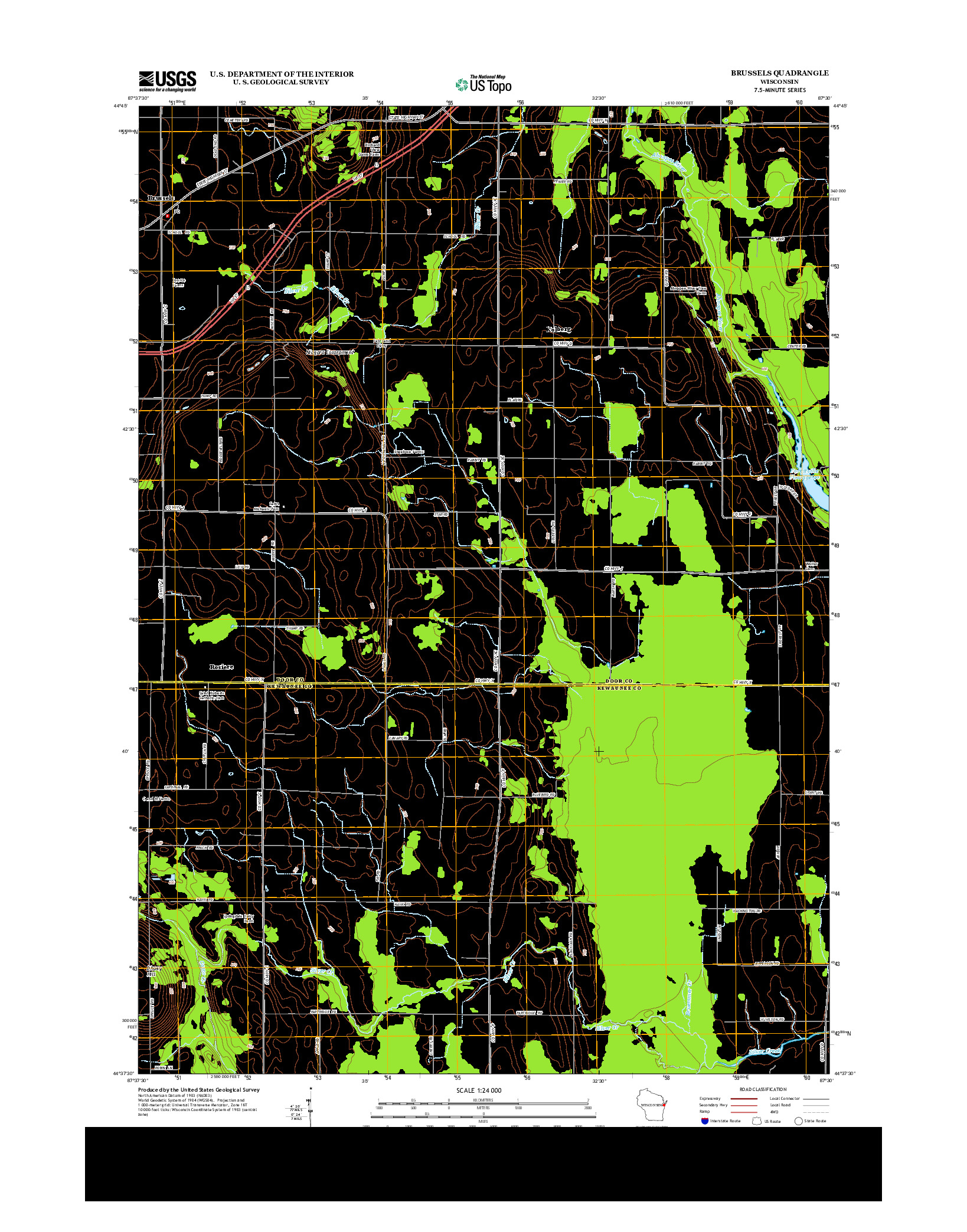 USGS US TOPO 7.5-MINUTE MAP FOR BRUSSELS, WI 2013