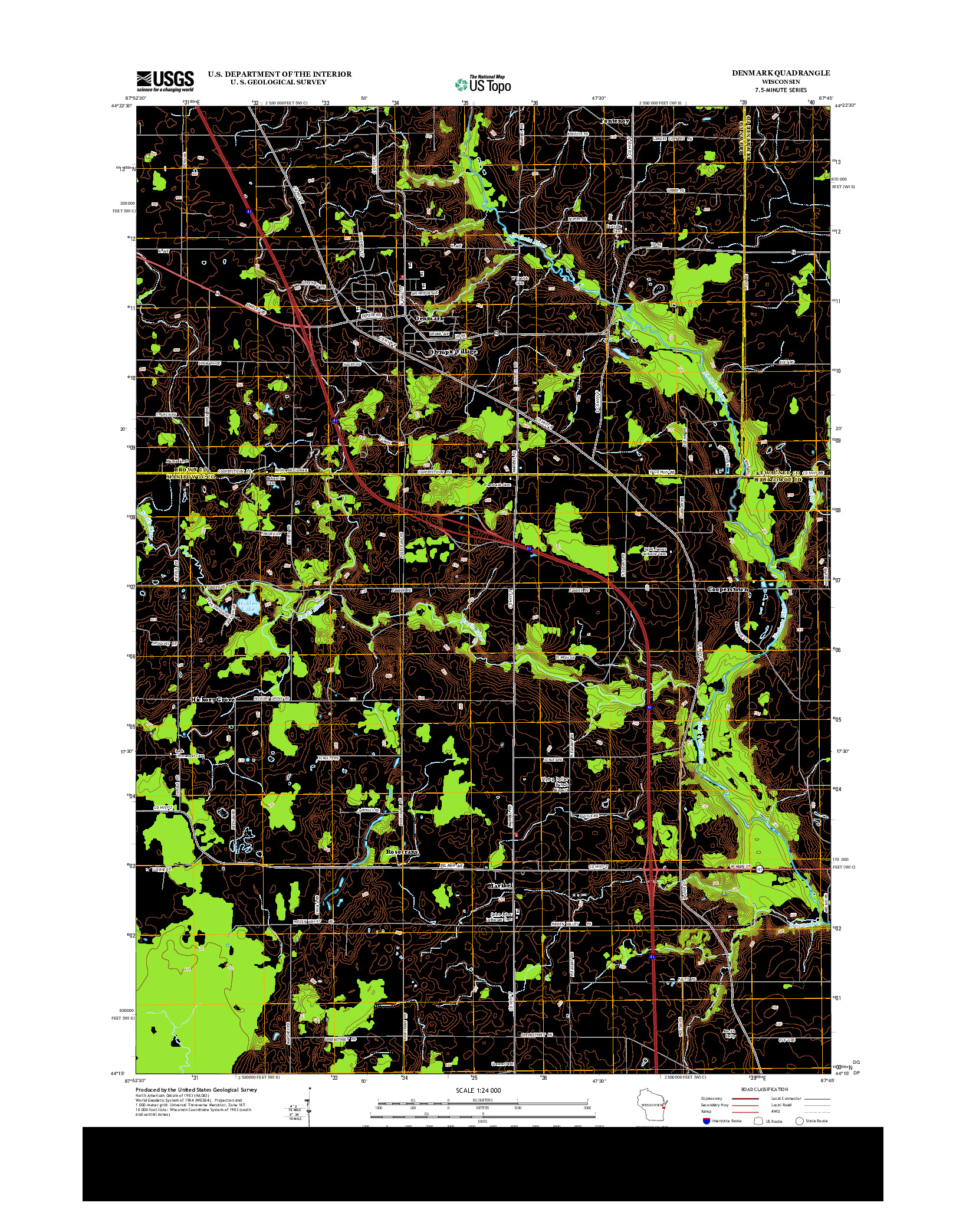 USGS US TOPO 7.5-MINUTE MAP FOR DENMARK, WI 2013