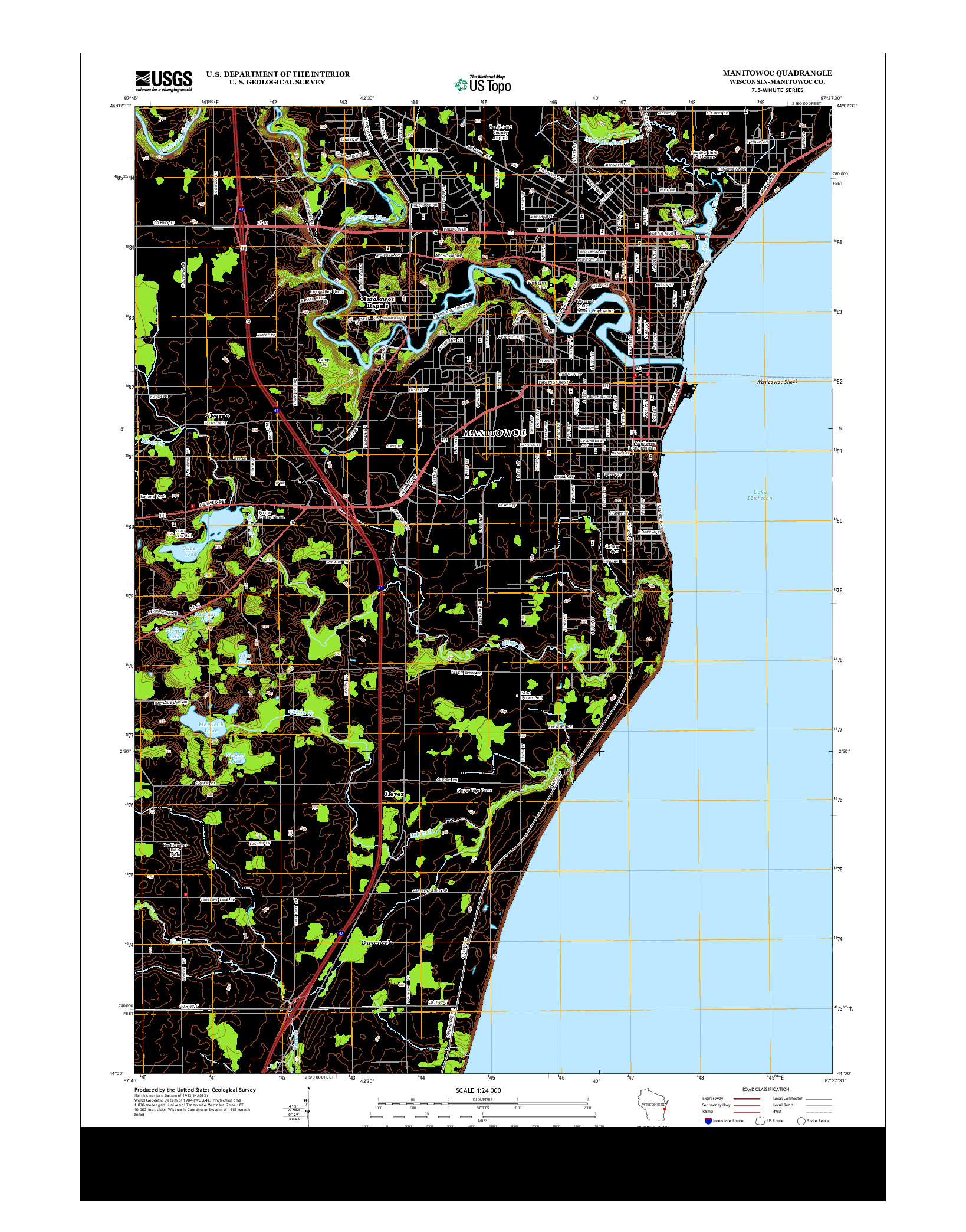 USGS US TOPO 7.5-MINUTE MAP FOR MANITOWOC, WI 2013