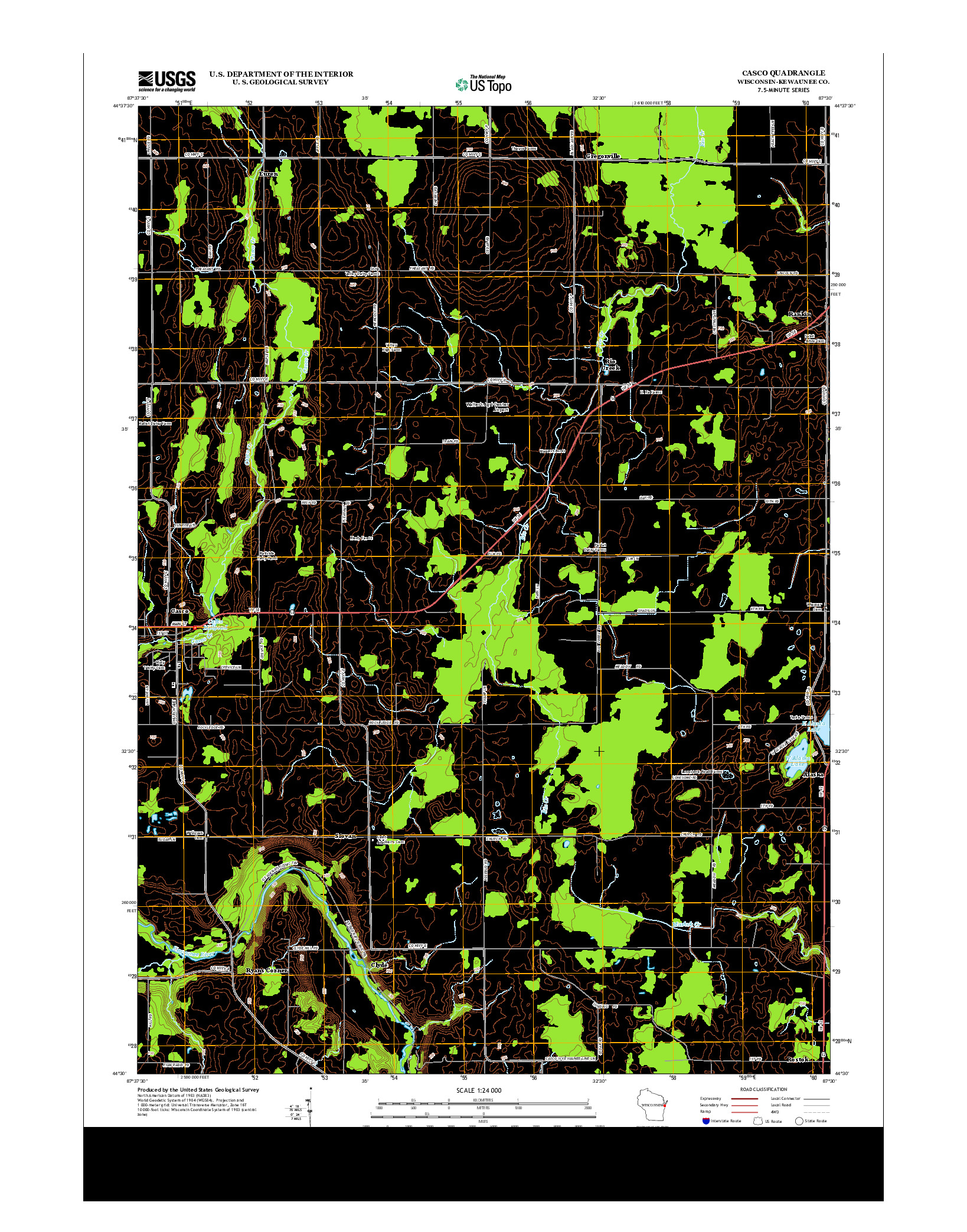 USGS US TOPO 7.5-MINUTE MAP FOR CASCO, WI 2013