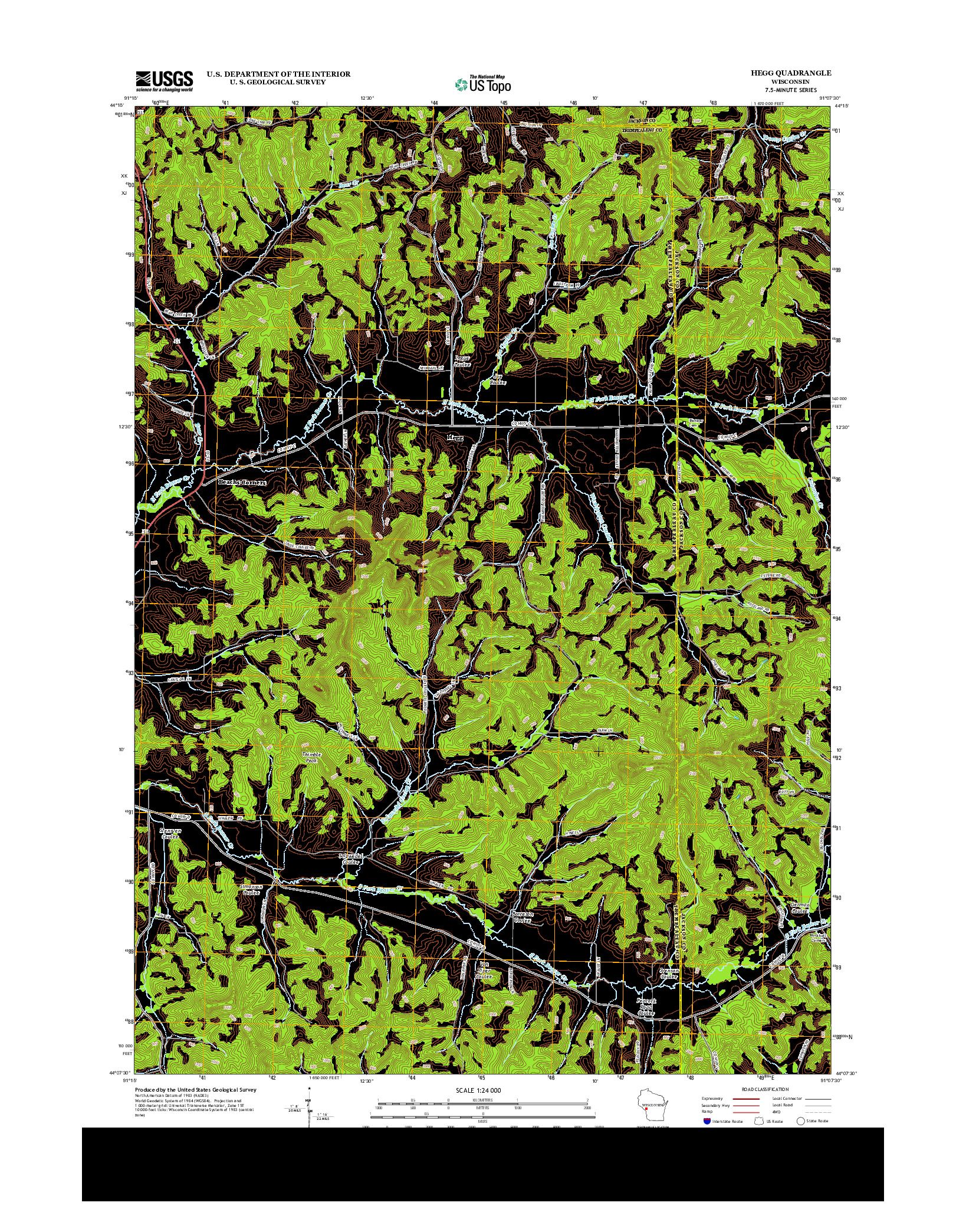 USGS US TOPO 7.5-MINUTE MAP FOR HEGG, WI 2013